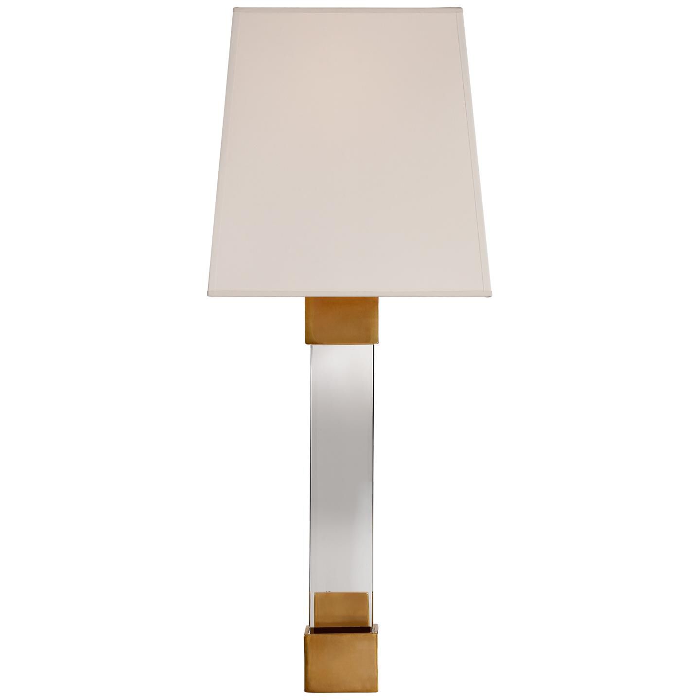 Shown in Crystal With Brass finish and Silk Rectangle Shield shade