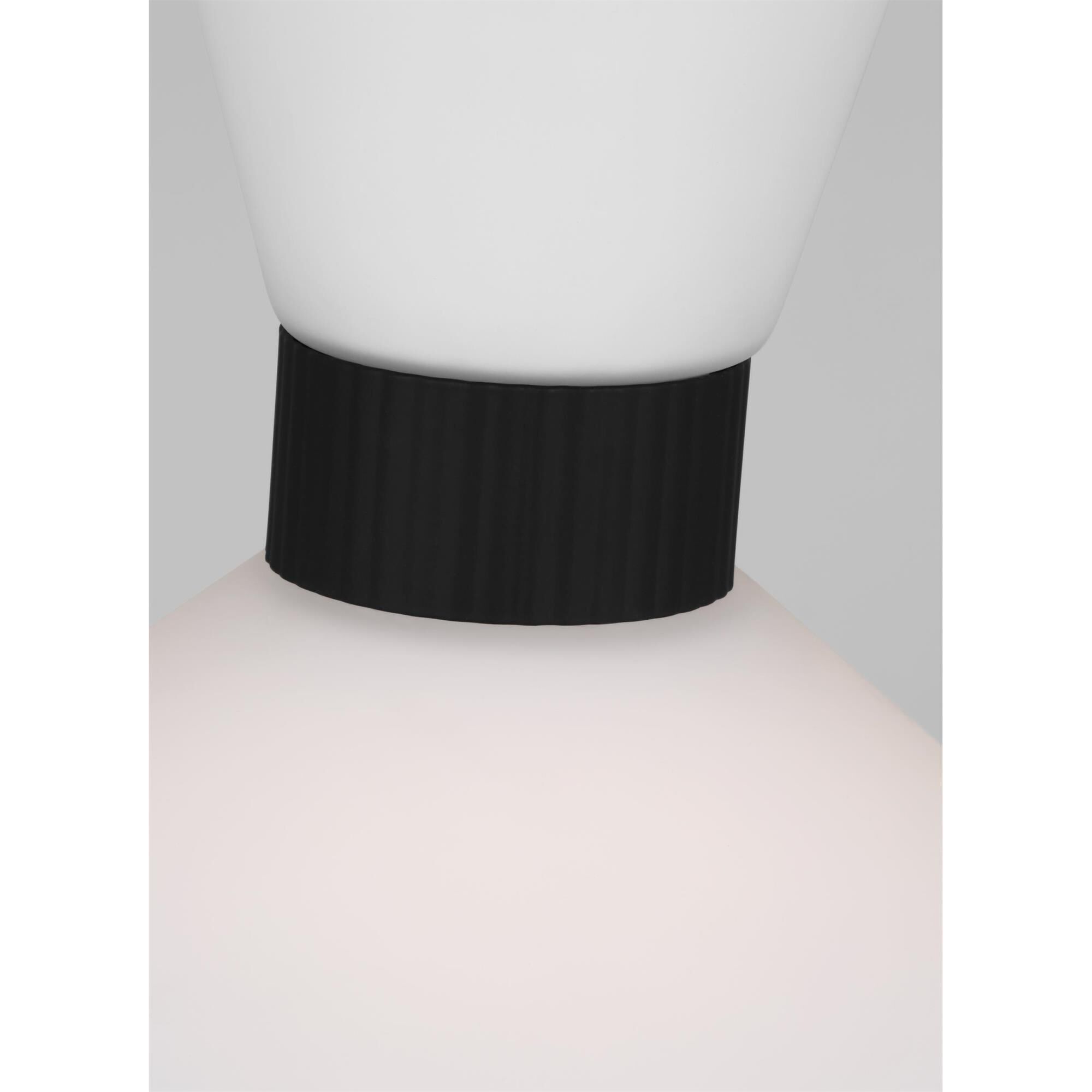 Shown in Midnight Black finish and Etched White Glass s shade