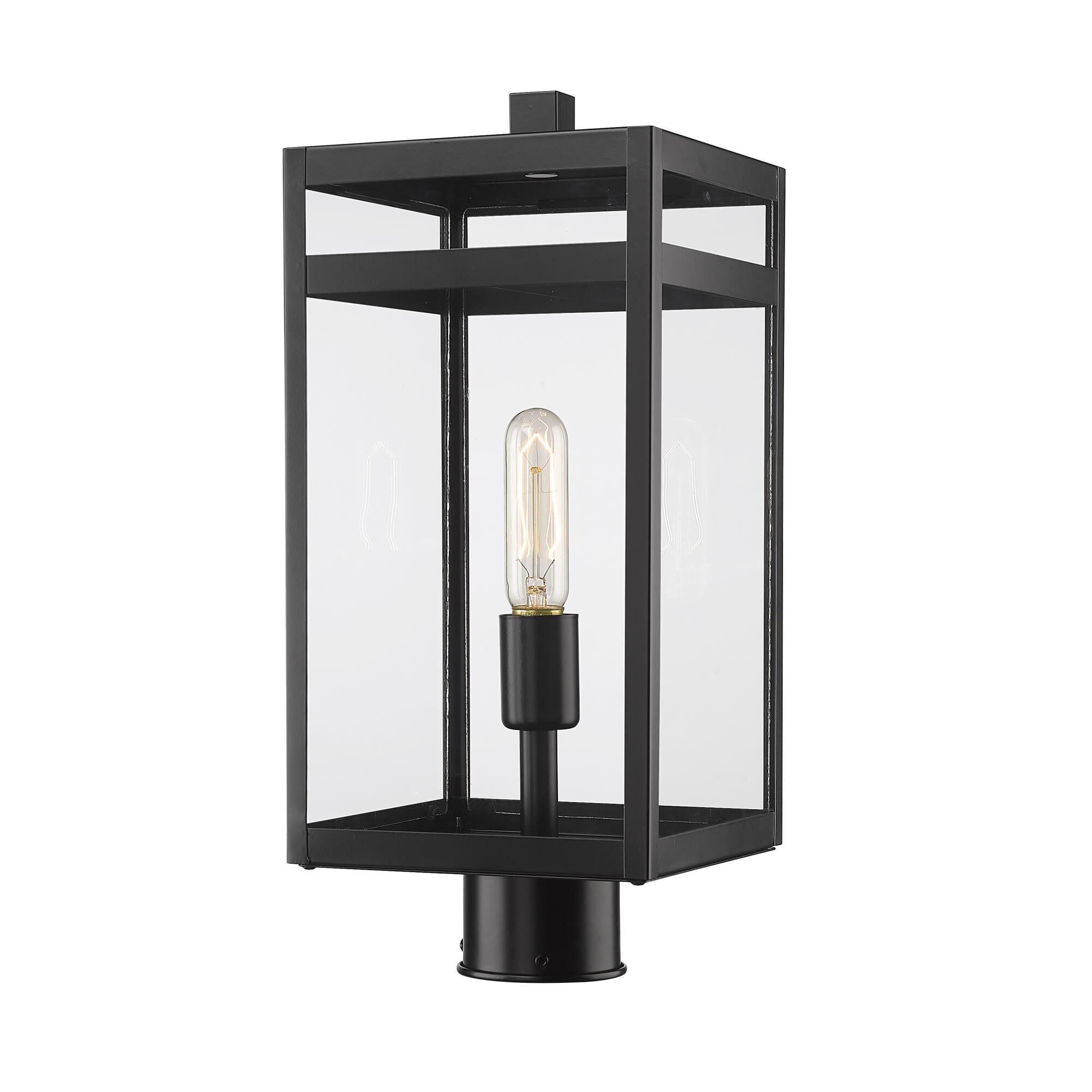 Shown in Black finish and Glass shade