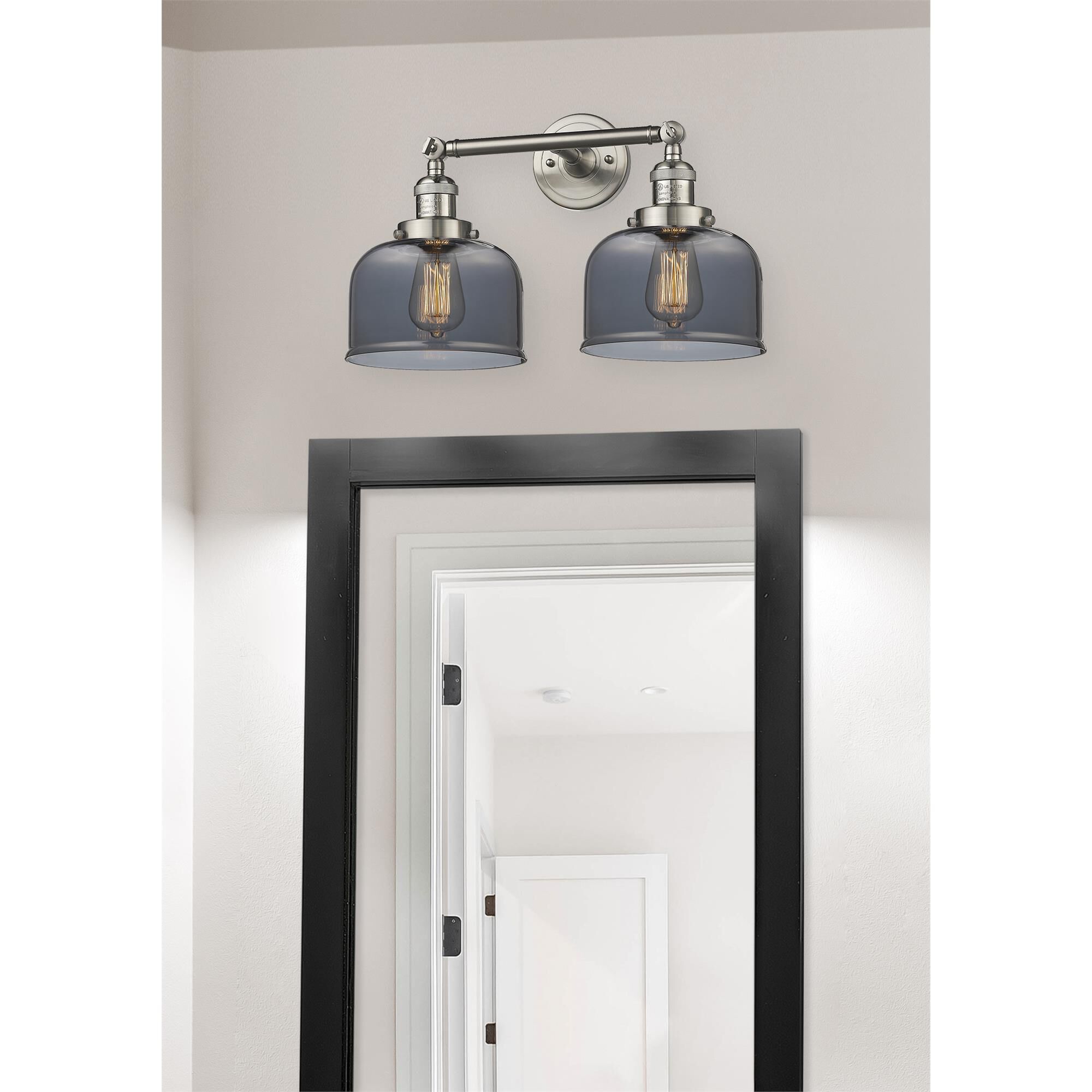 Shown in Brushed Satin Nickel finish and Plated Smoked glass