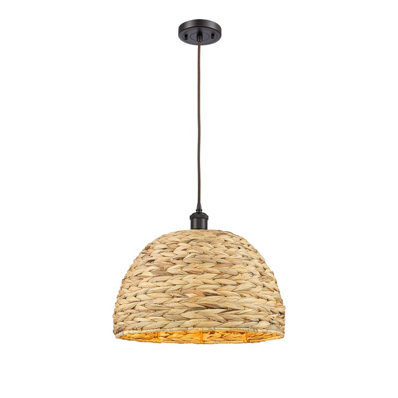 Bruno Marashlian Woven Rattan 16 Inch Large Pendant by Innovations Lighting