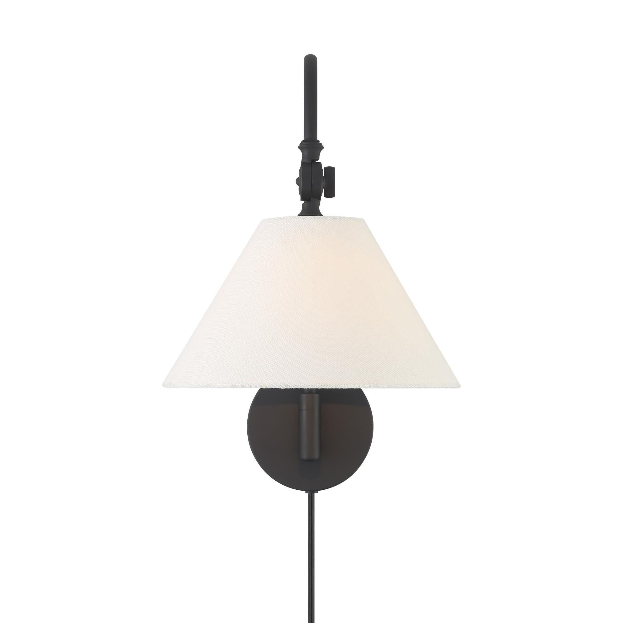 Shown in Matte Black finish and White Fabric shade