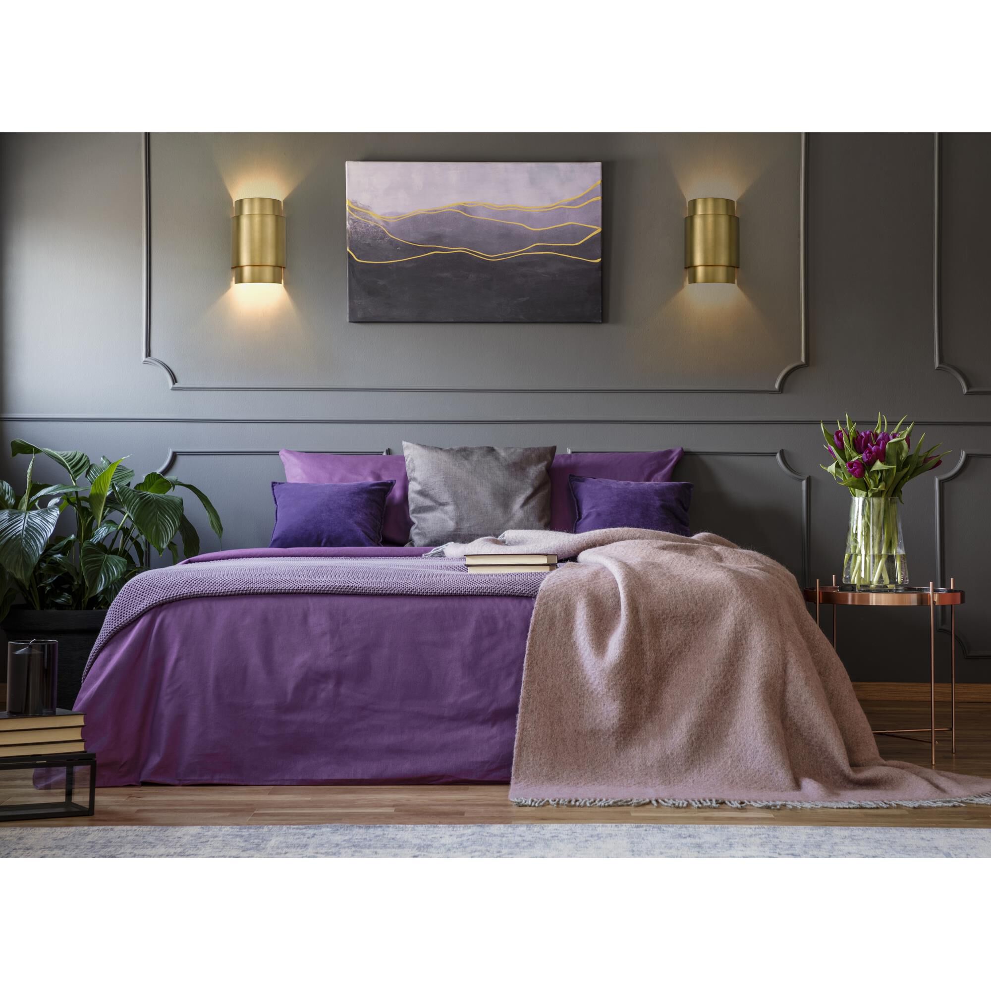 Shown in Rubbed Brass finish and Steel shade