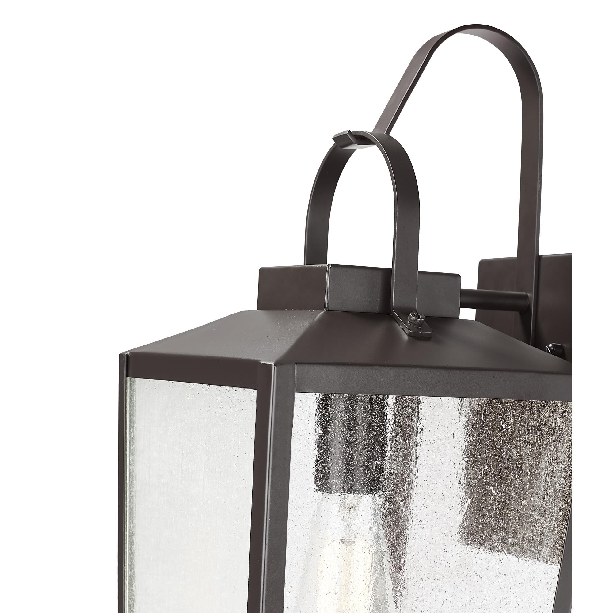 Shown in Powder Coated Bronze finish and Clear Seeded glass