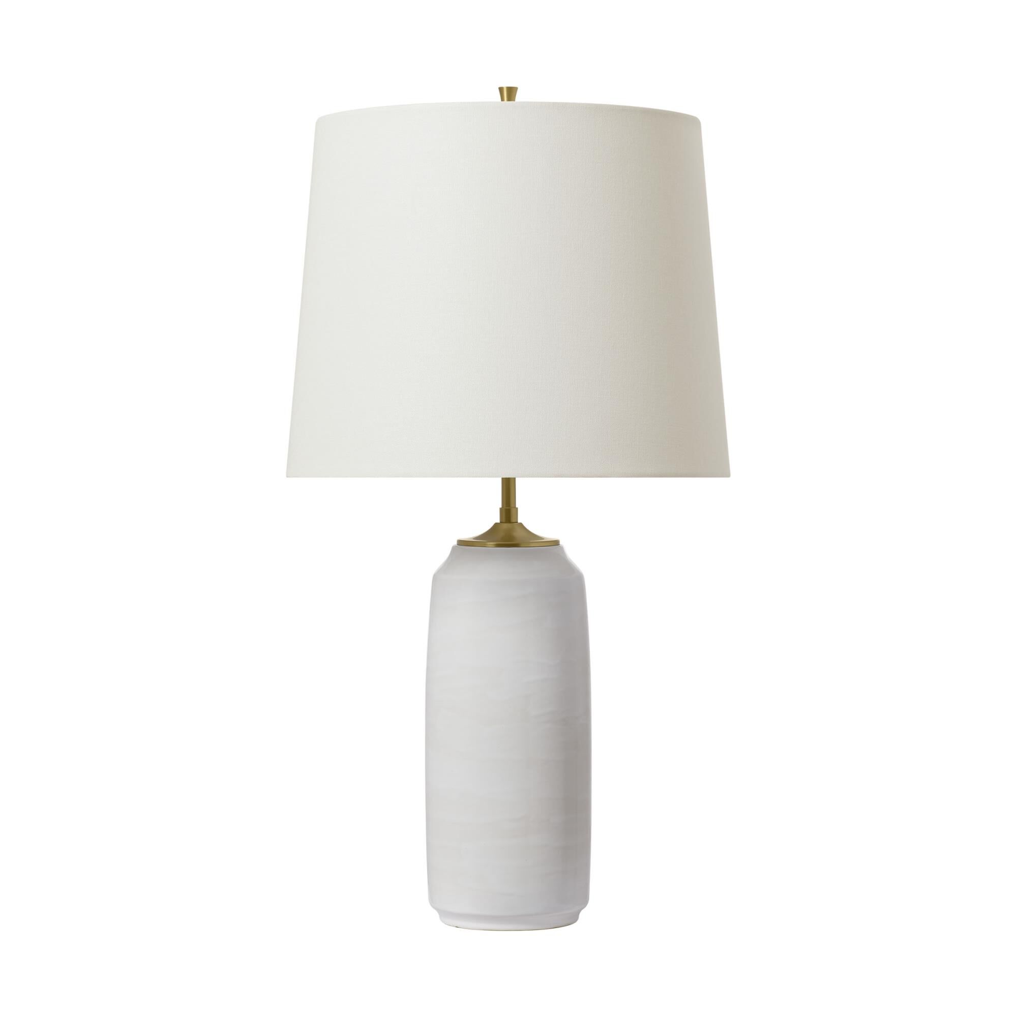 Shown in Natural White finish and White Linen shade