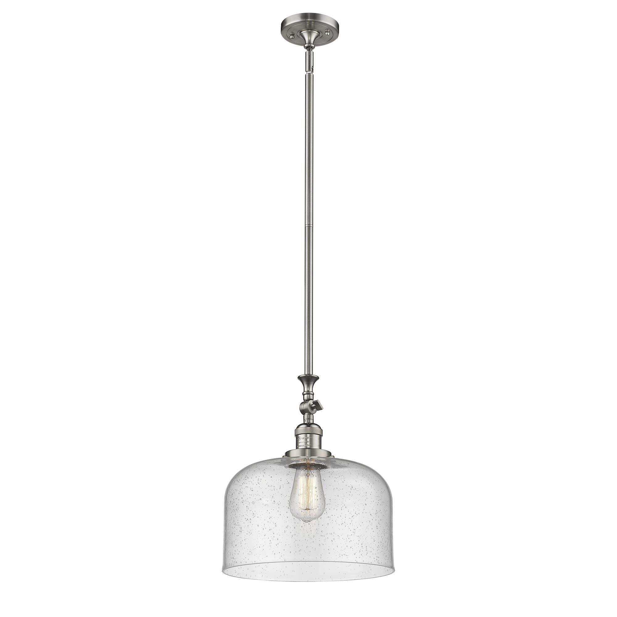 Shown in Brushed Satin Nickel finish and Seedy glass