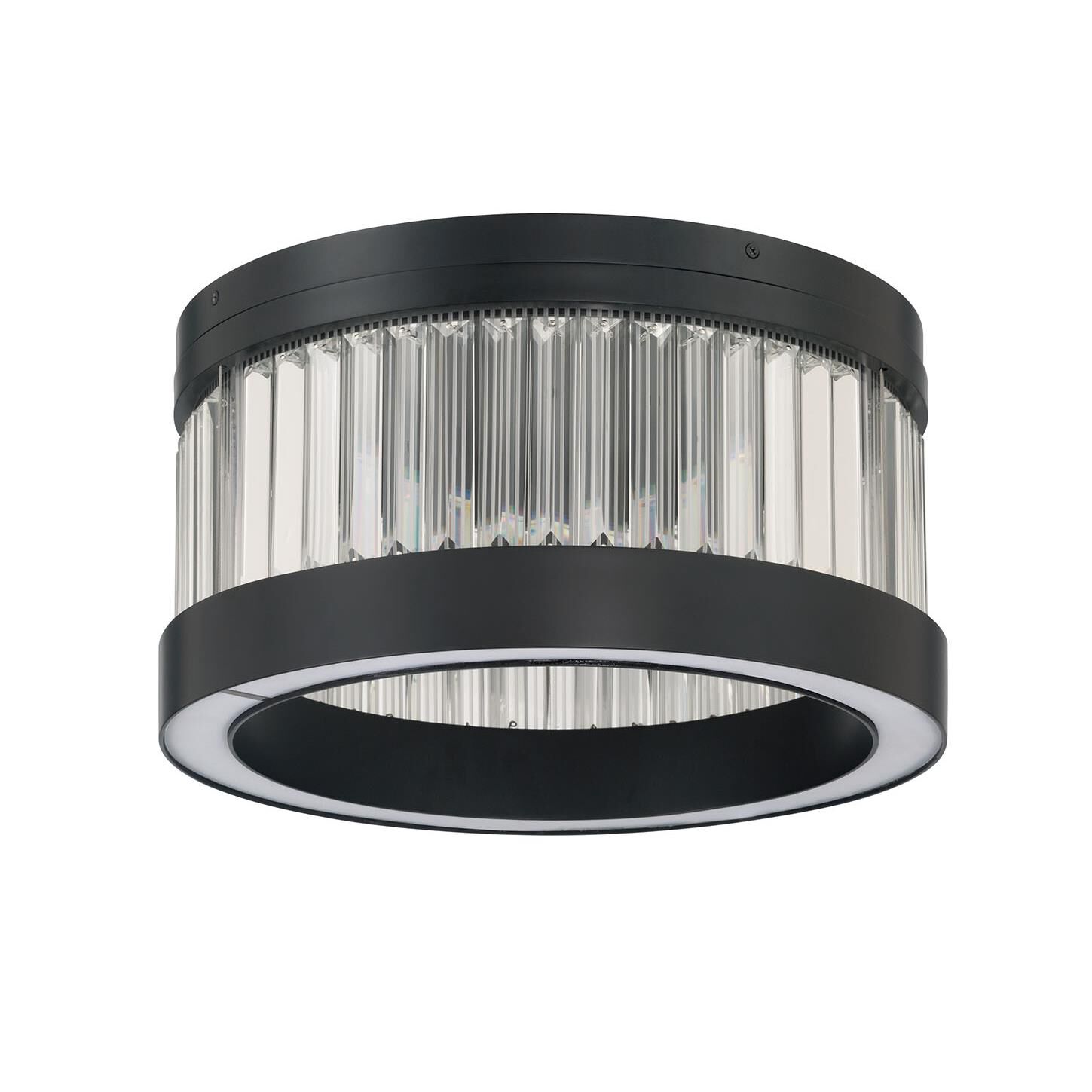 Shown in Matte Black finish and Clear Crystal glass