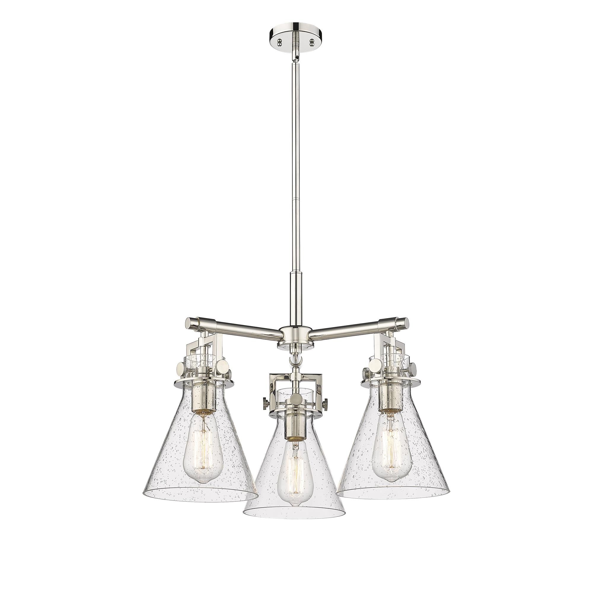 Shown in Polished Nickel finish and Seedy glass