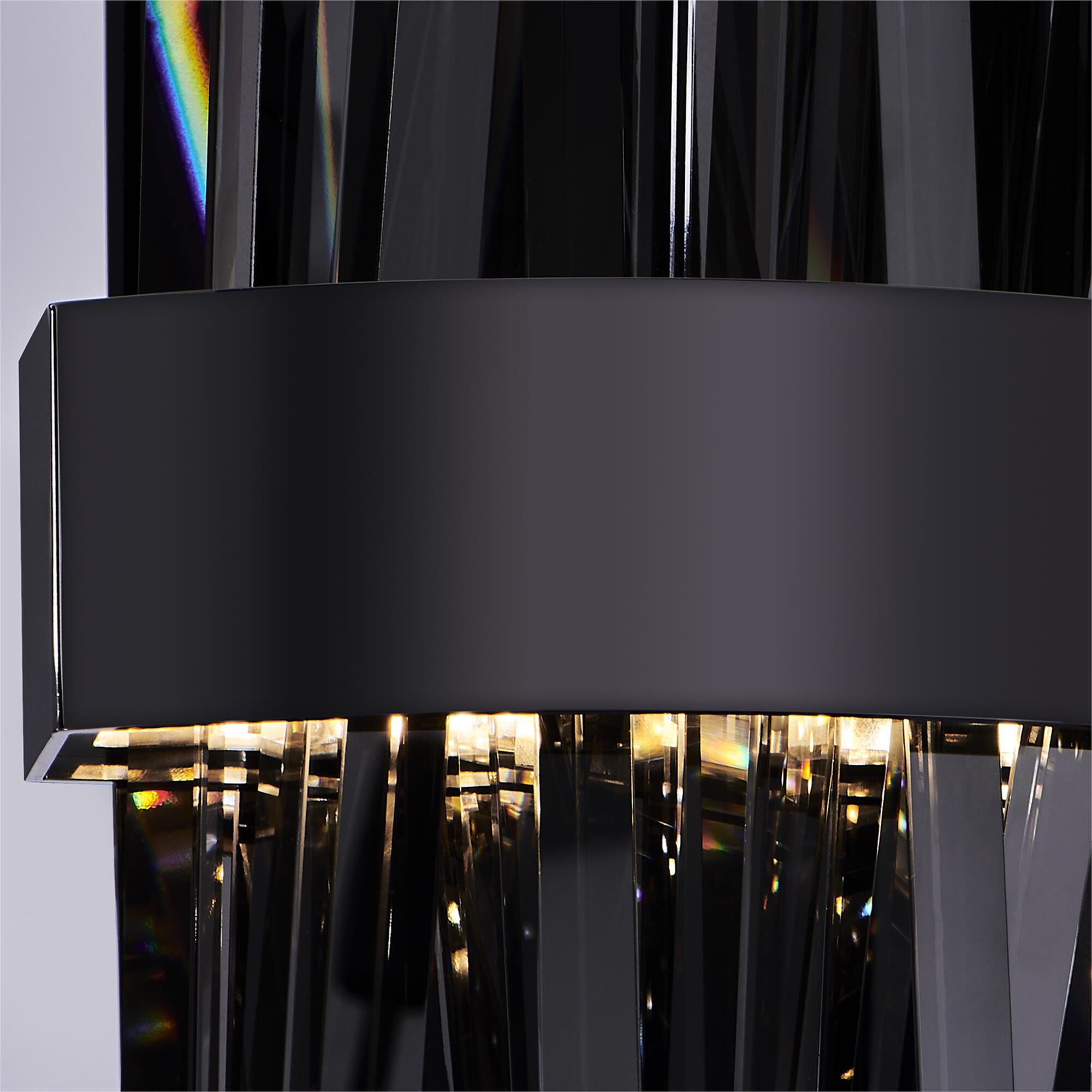 Shown in Black Nickel finish and Smoked Firenze crystal