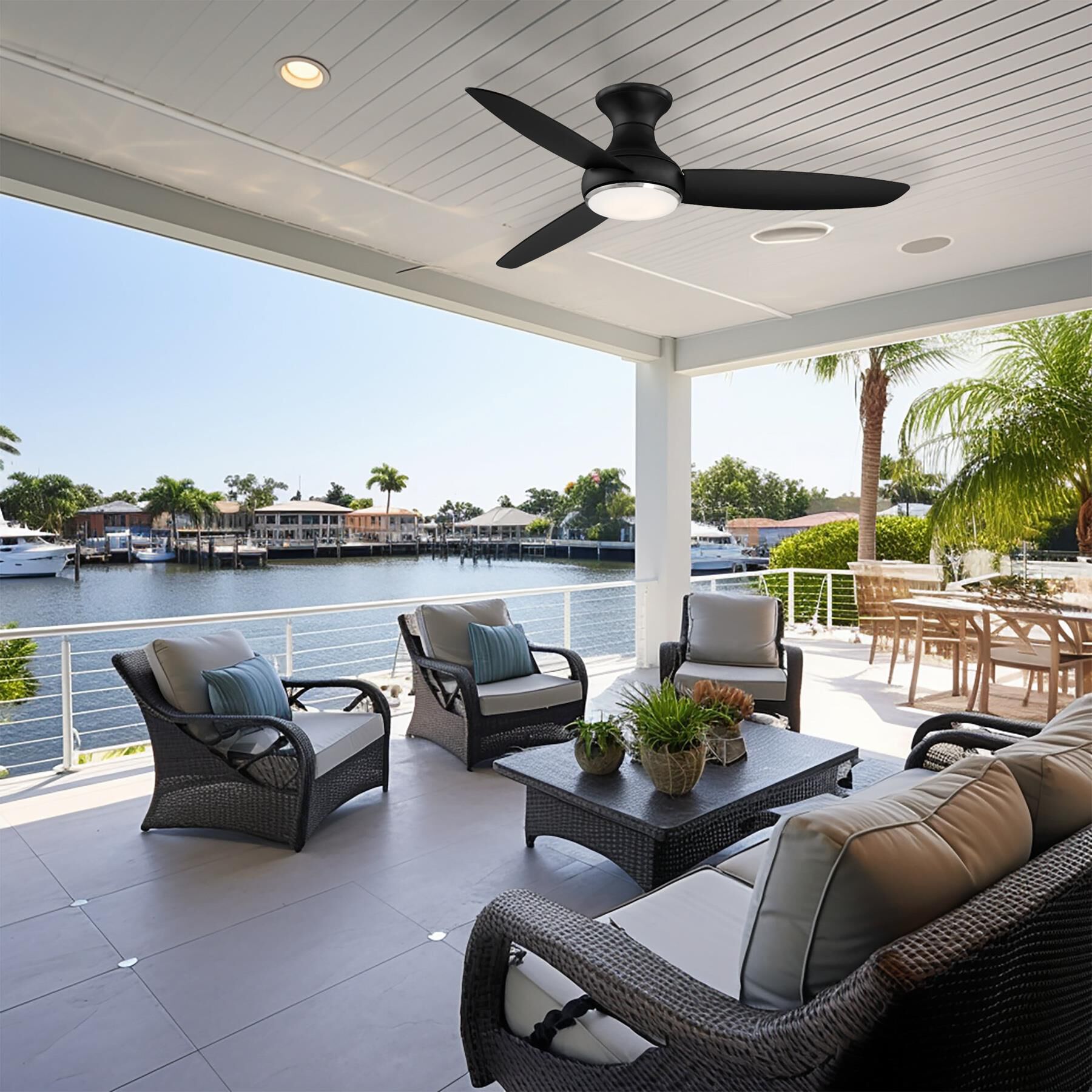 Concept Outdoor Rated 54 Inch Flush Mount Fan with Light Kit by Minka Aire