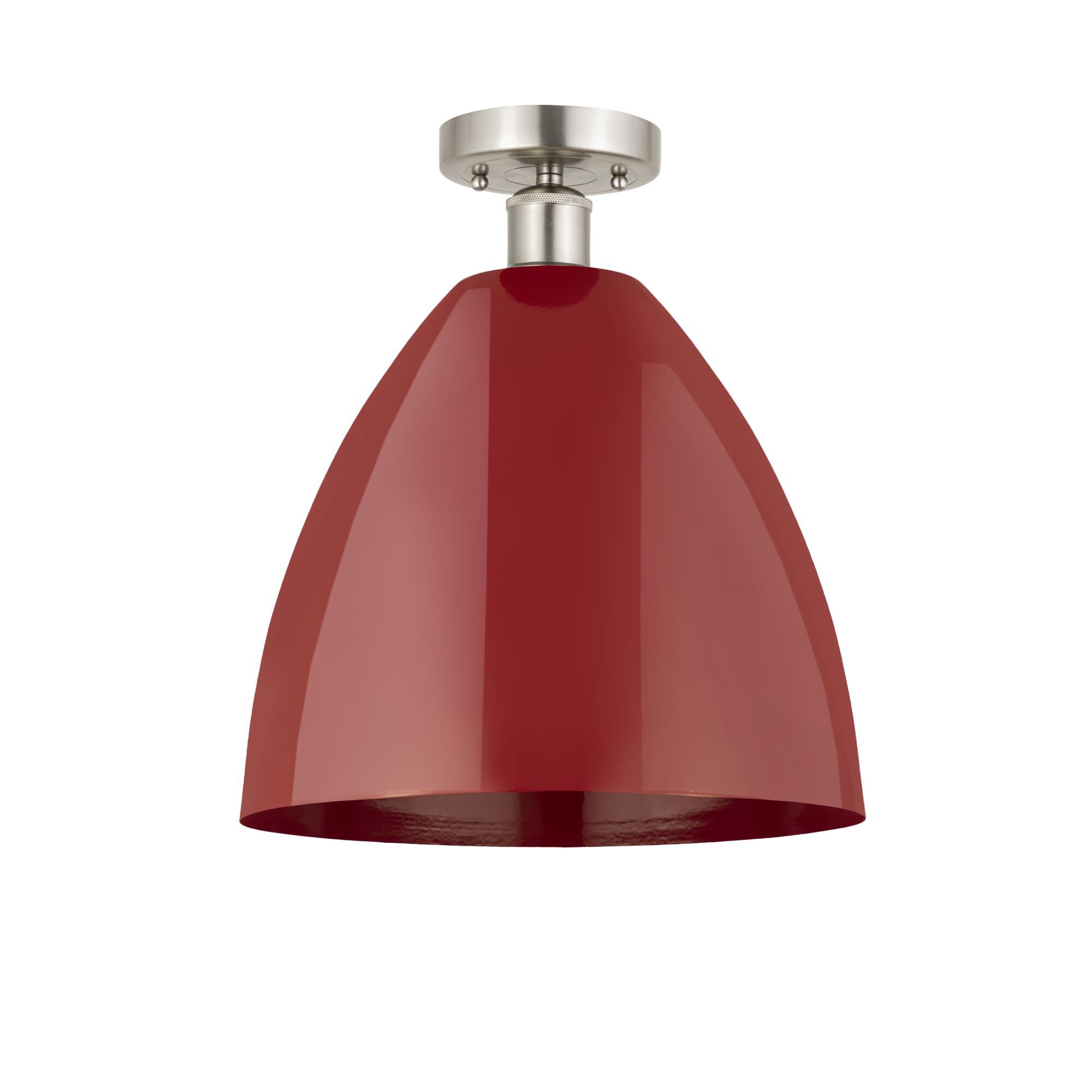 Shown in Brushed Satin Nickel and Red finish and Red Metal shade