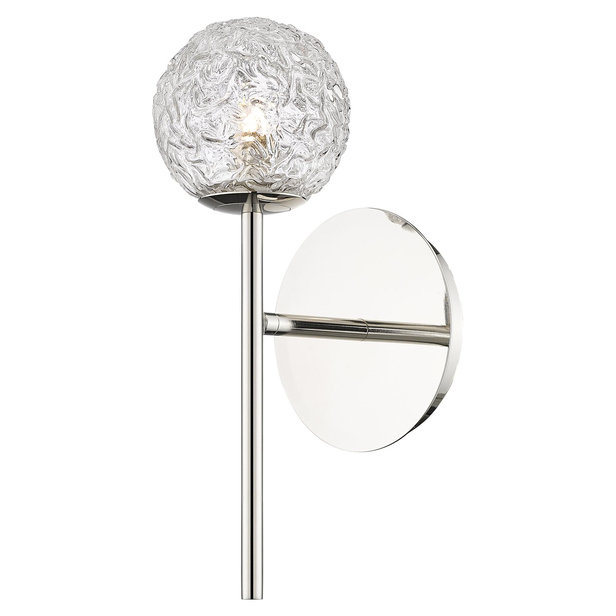 Shown in Polished Nickel finish and Clear shade