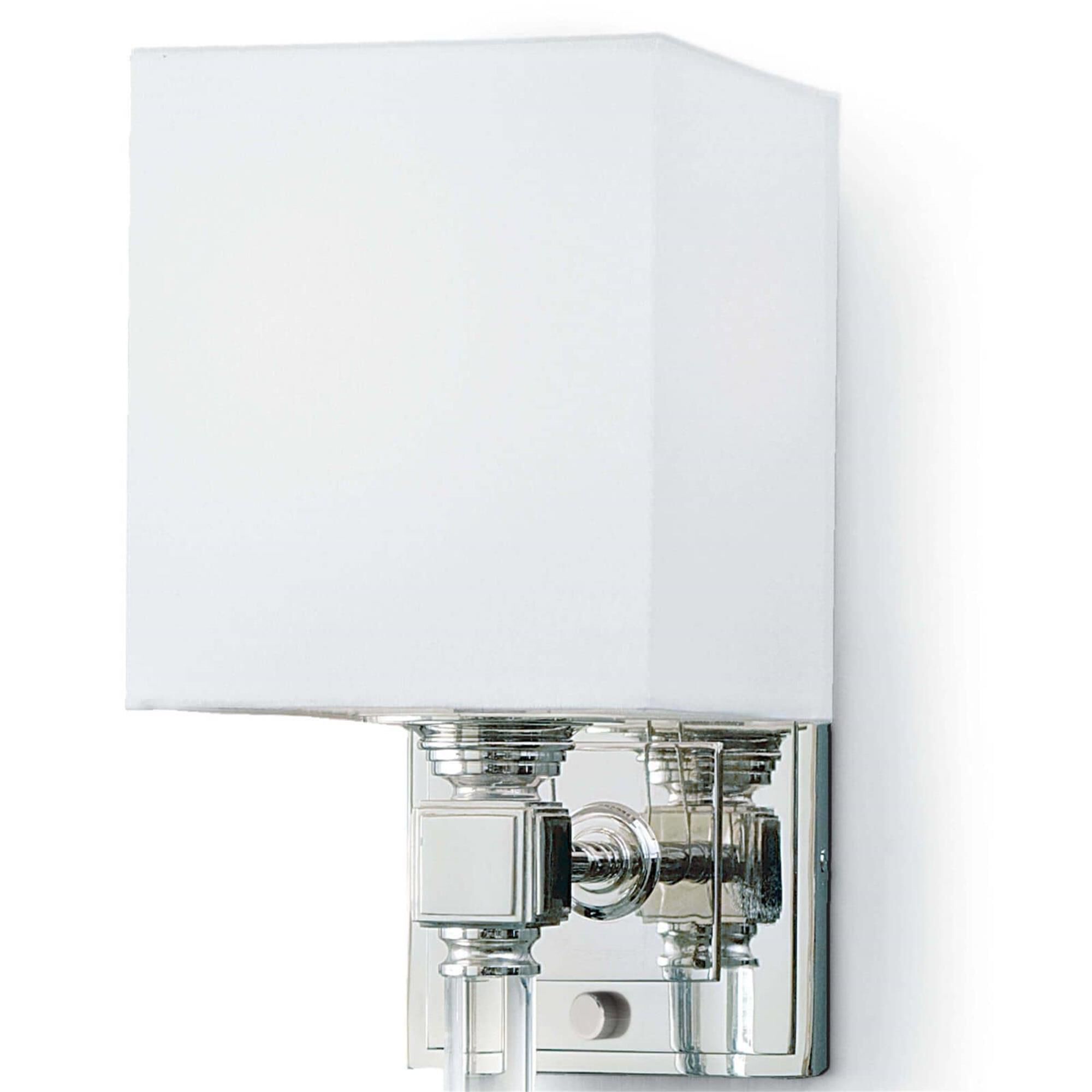 Shown in Polished Nickel finish and Linen shade