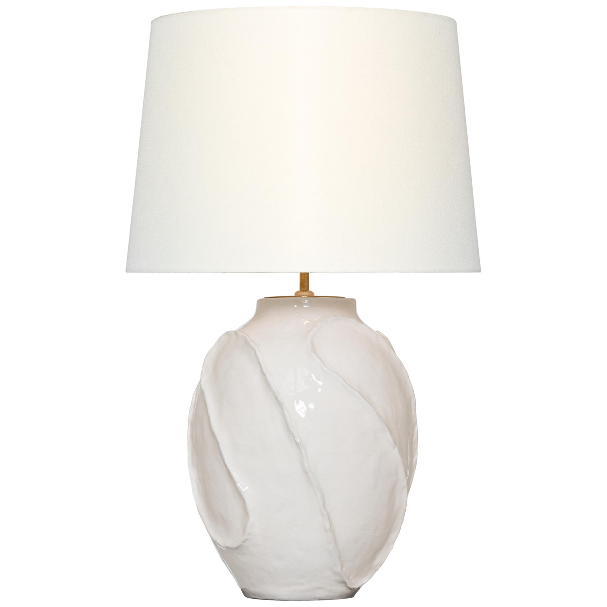 Shown in White finish and Linen shade
