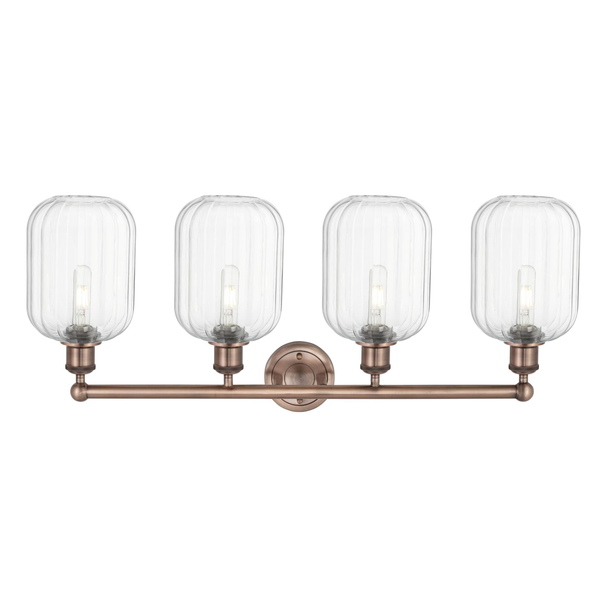 Shown in Antique Copper finish and Clear glass