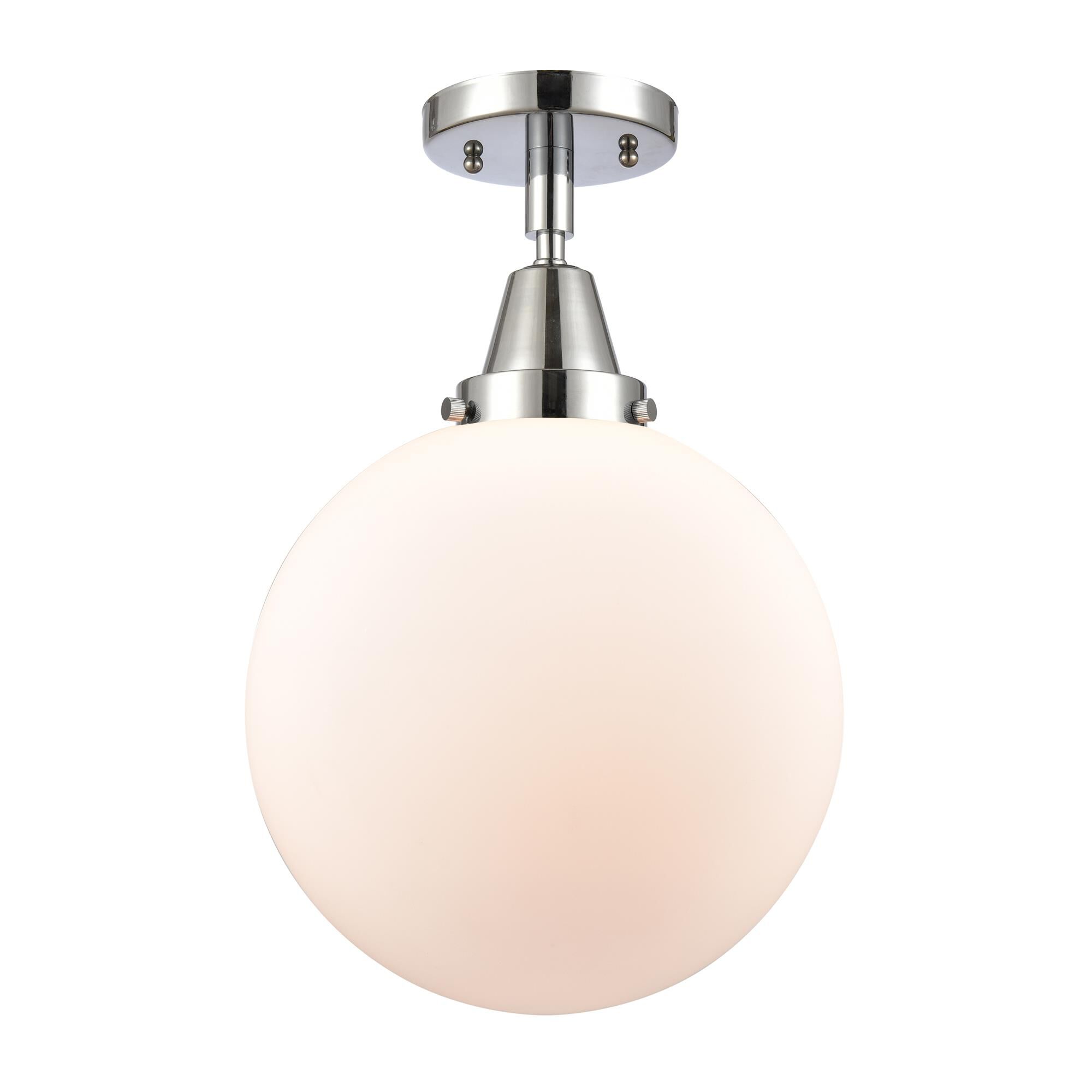 Shown in Polished Chrome finish and Matte White Cased Beacon glass