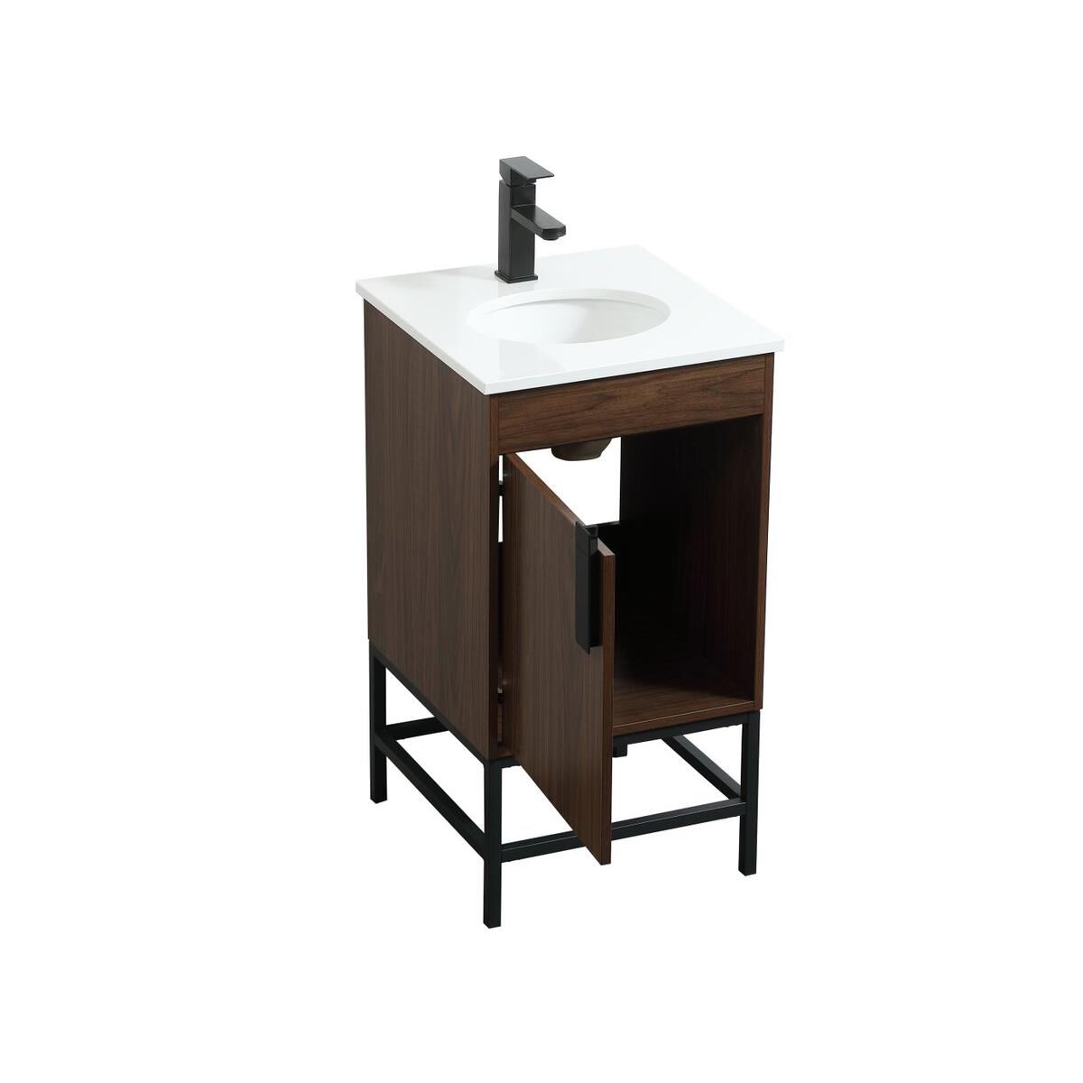 Shown in Walnut finish and Without Backsplash accent