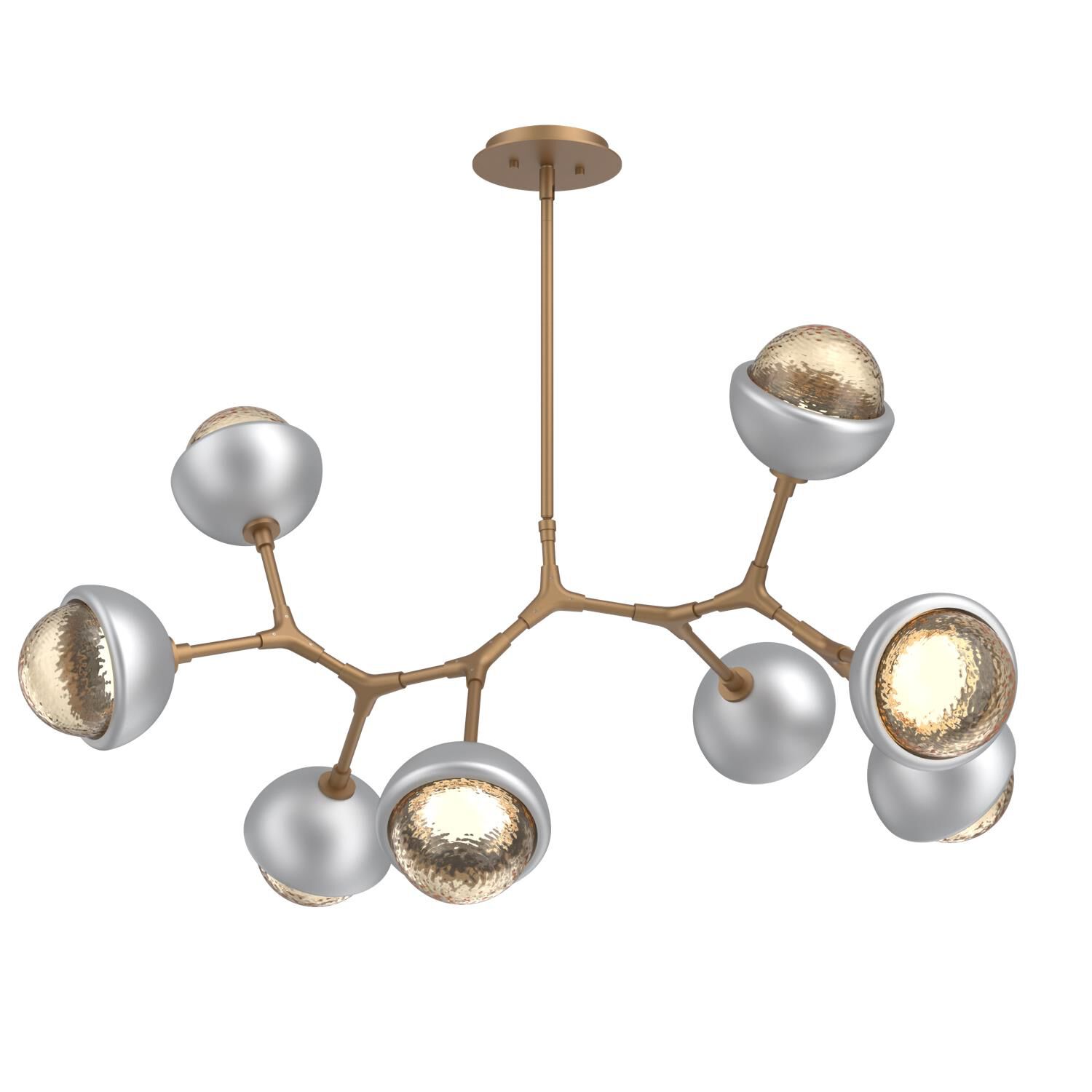 Shown in Novel Brass finish and Amber glass and Classic Silver accent