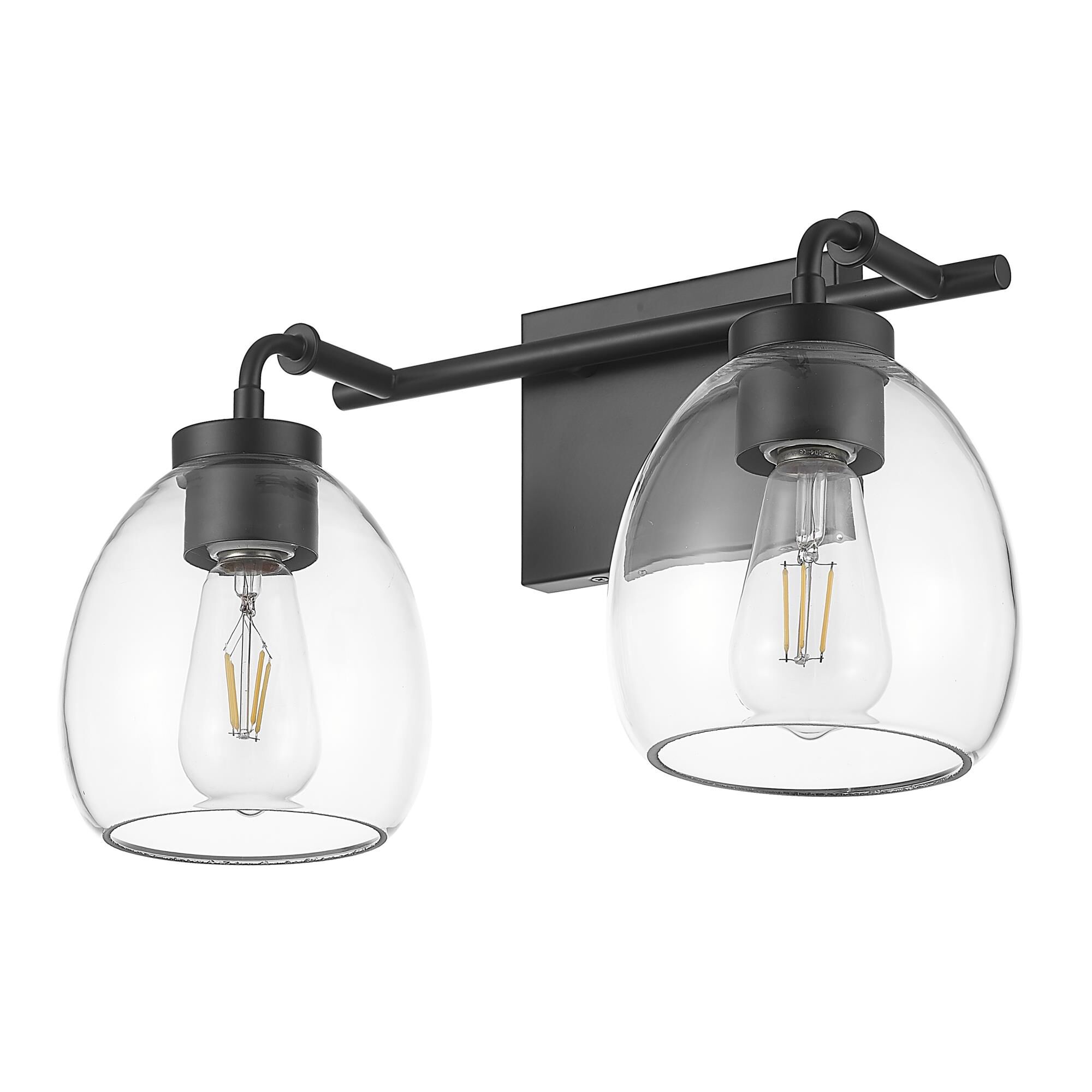 Shown in Matte Black finish and Clear Glass Globes shade