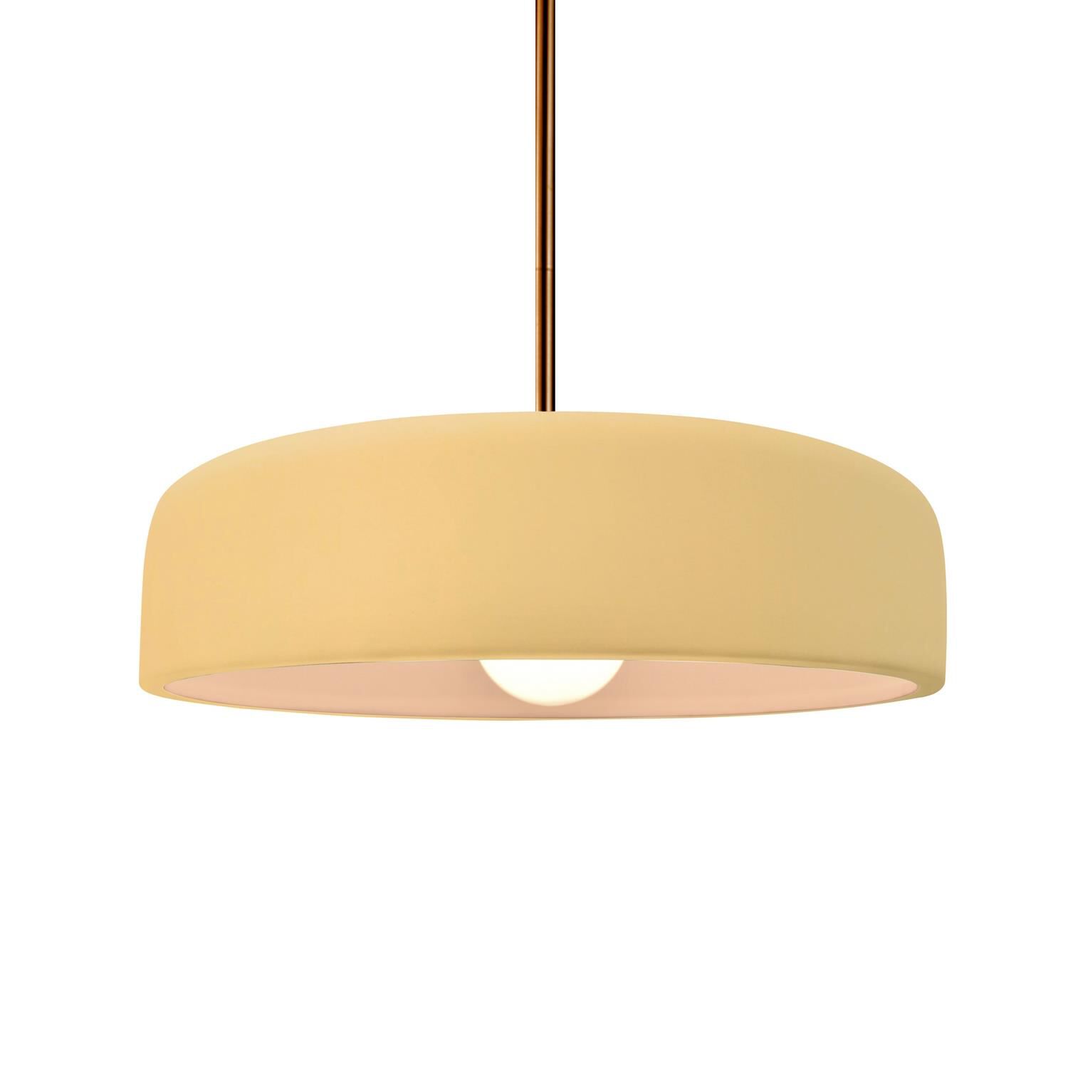 Shown in Brushed Brass finish and Muted Yellow shade