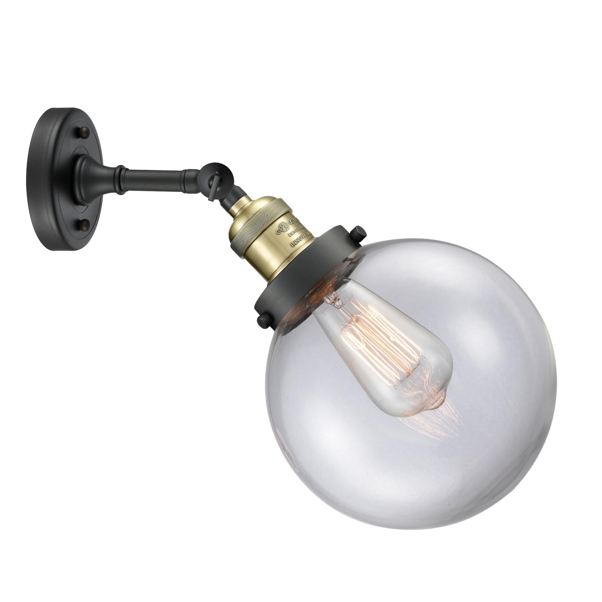 Shown in Black Antique Brass finish and Clear glass and No Accent accent