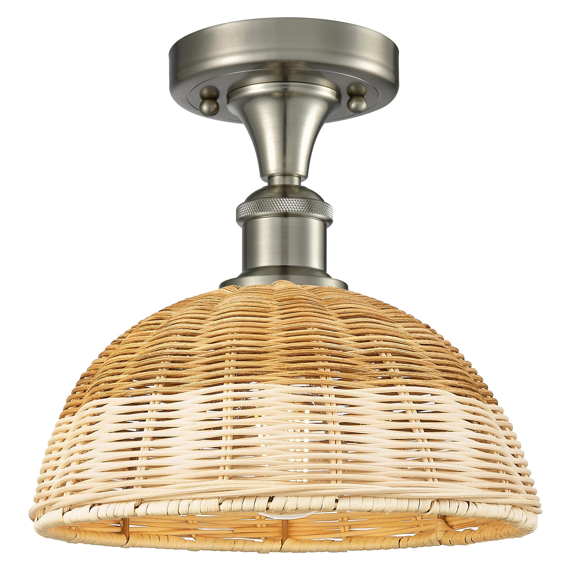 Shown in Brushed Satin Nickel finish and Natural shade