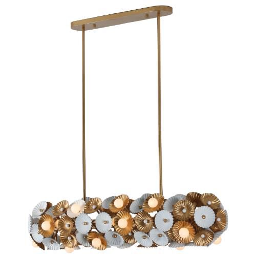 Shown in White And Vintage Brass finish