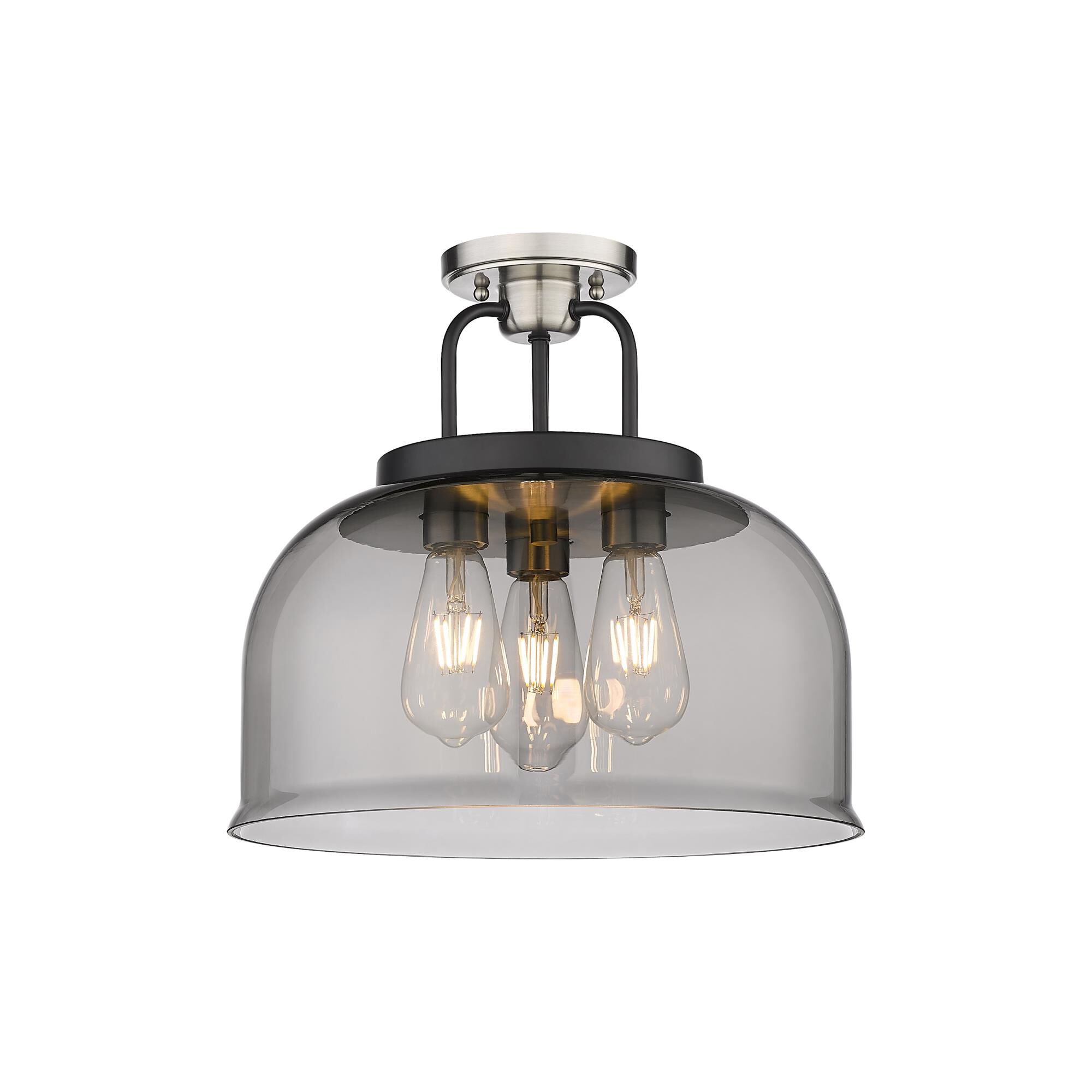 Shown in Black Satin Nickel finish and Plated Smoke glass