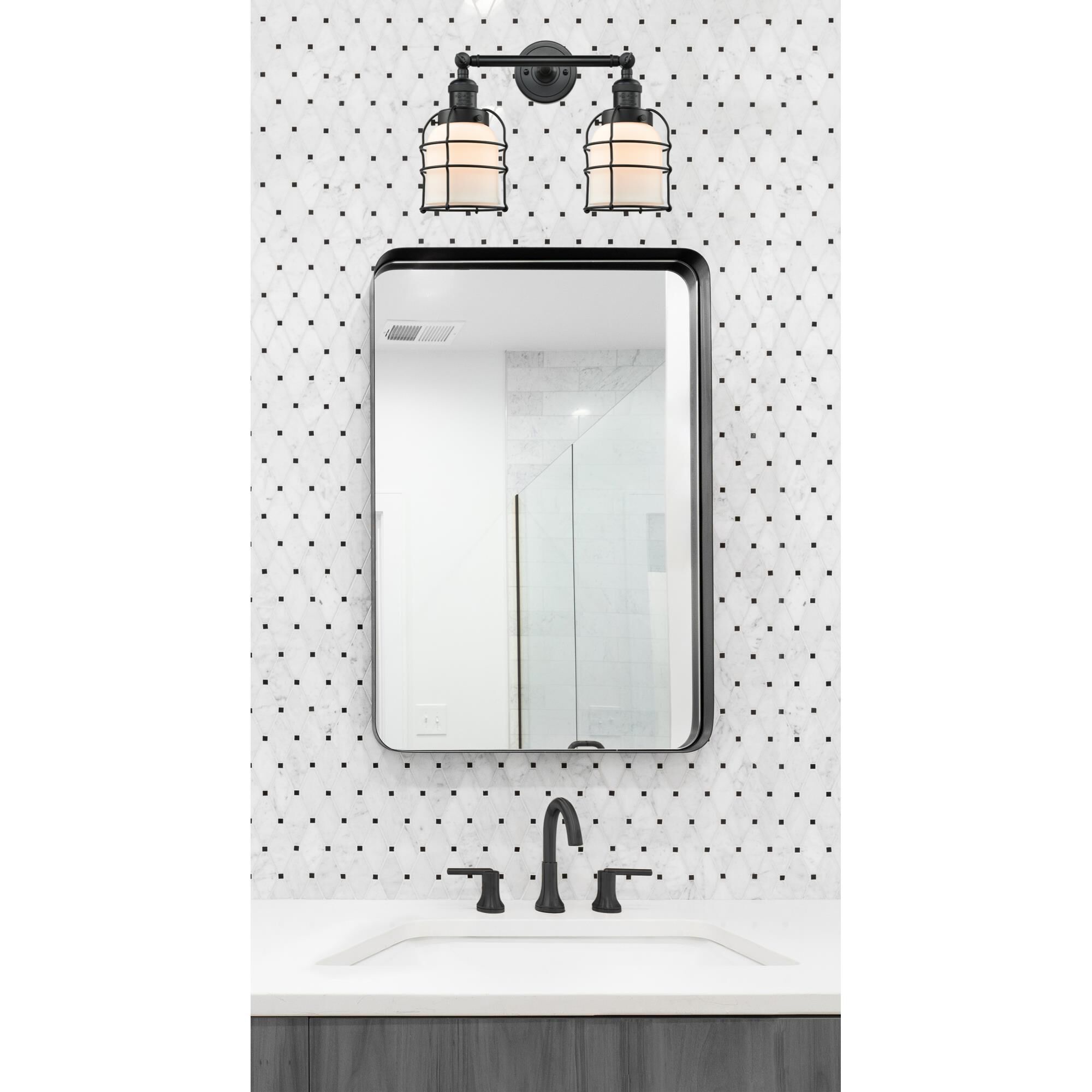 Bruno Marashlian Small Bell Cage 16 Inch 2 Light Bath Vanity Light by Innovations Lighting