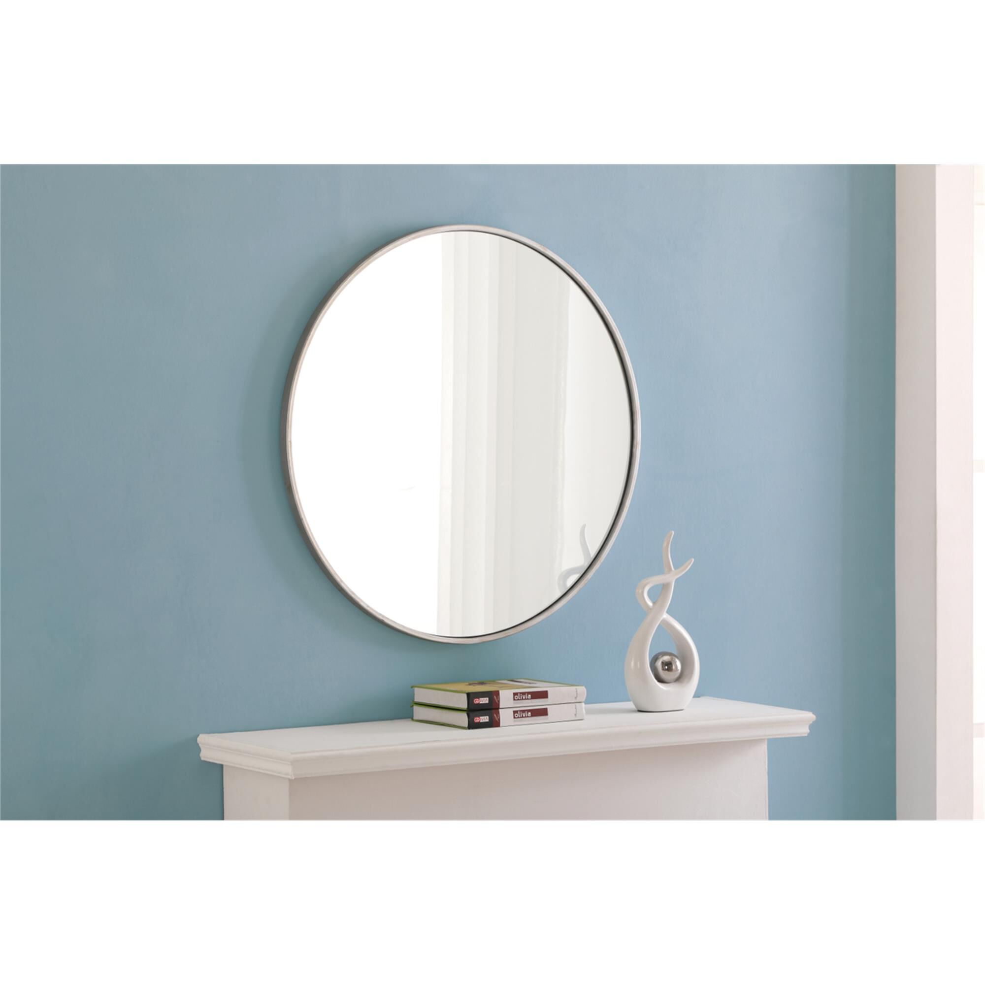 Shown in Silver finish and Clear Mirror Beveled glass