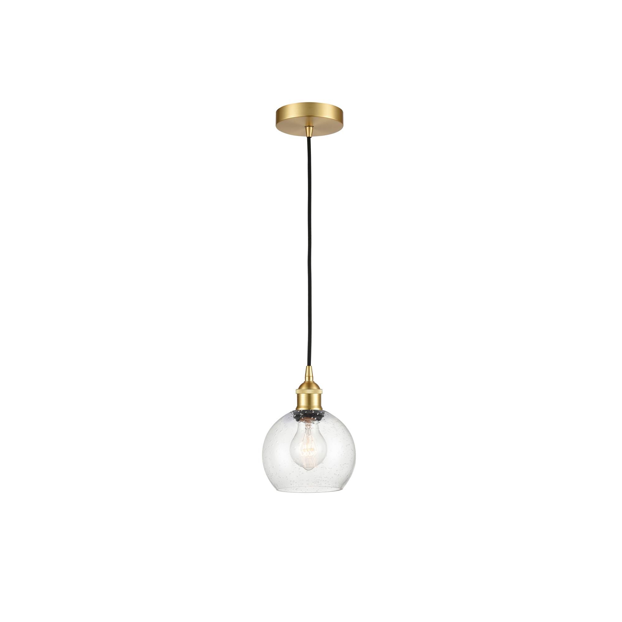 Shown in Satin Gold finish and Seedy glass