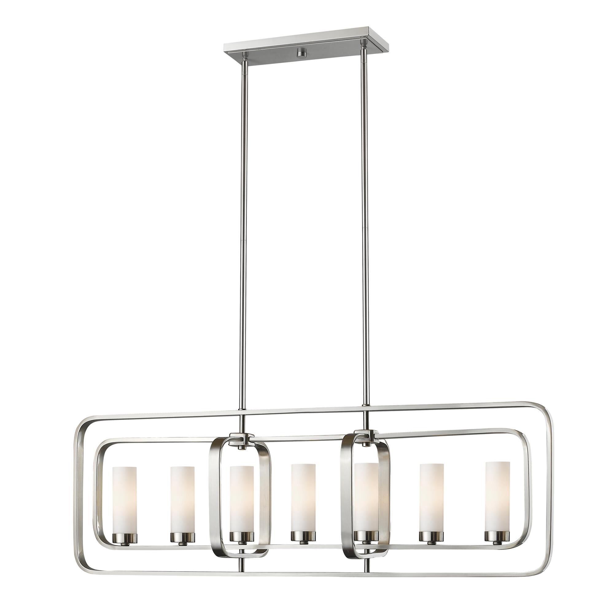 Shown in Brushed Nickel finish and Glass shade