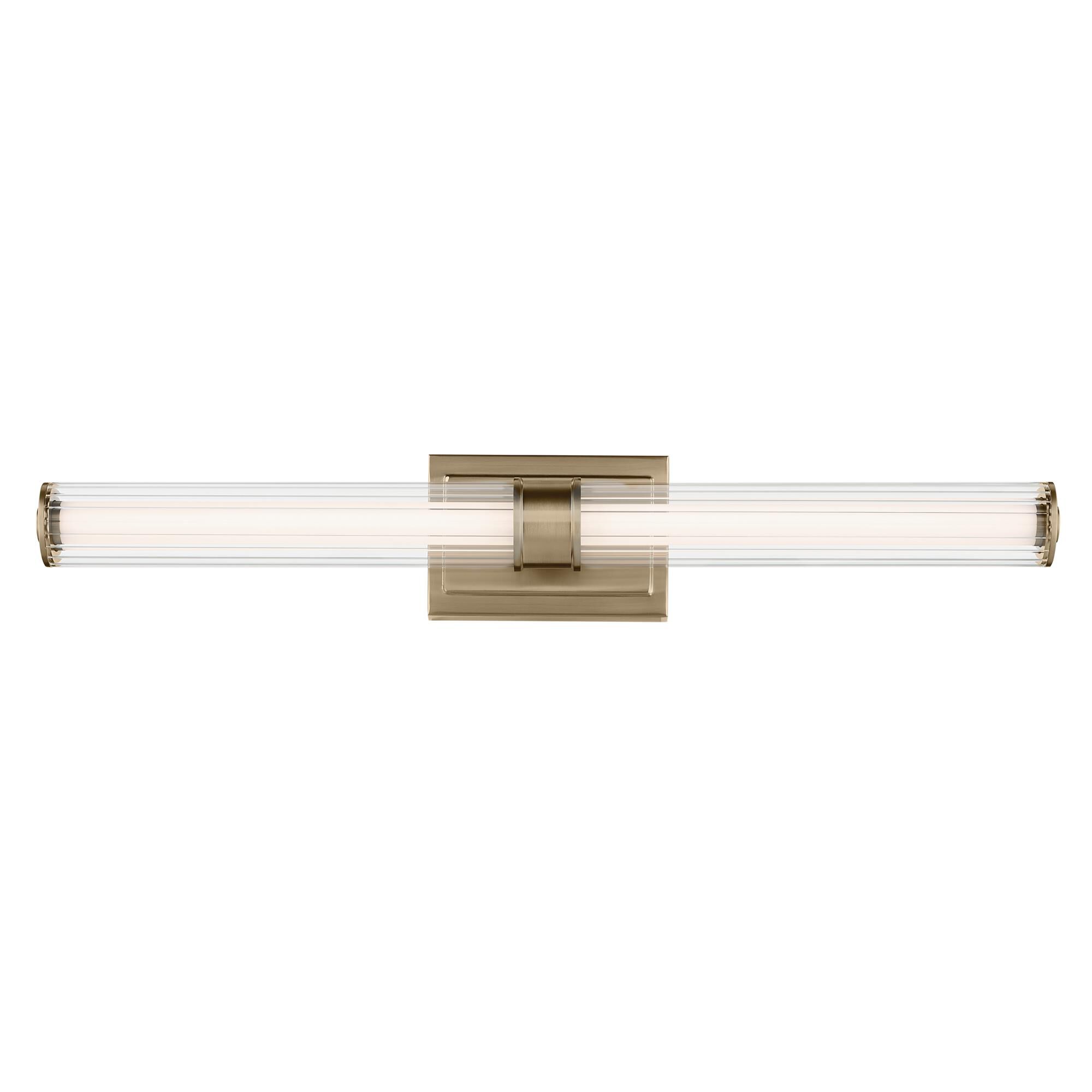 Shown in Champagne Bronze finish and Clear Fluted glass