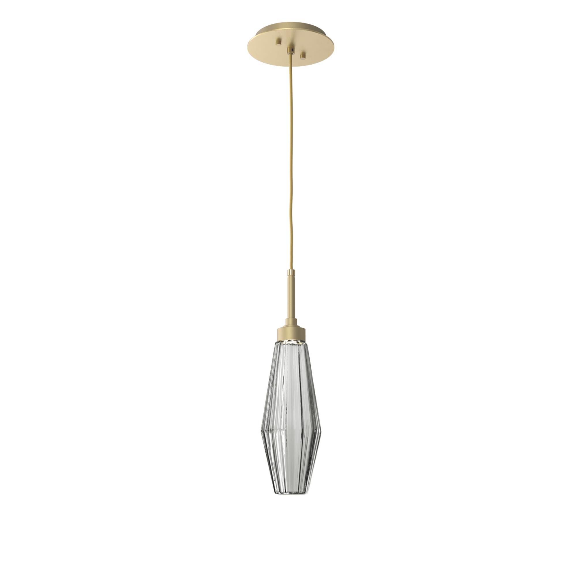 Shown in Gilded Brass finish and Optic Rib Smoke glass
