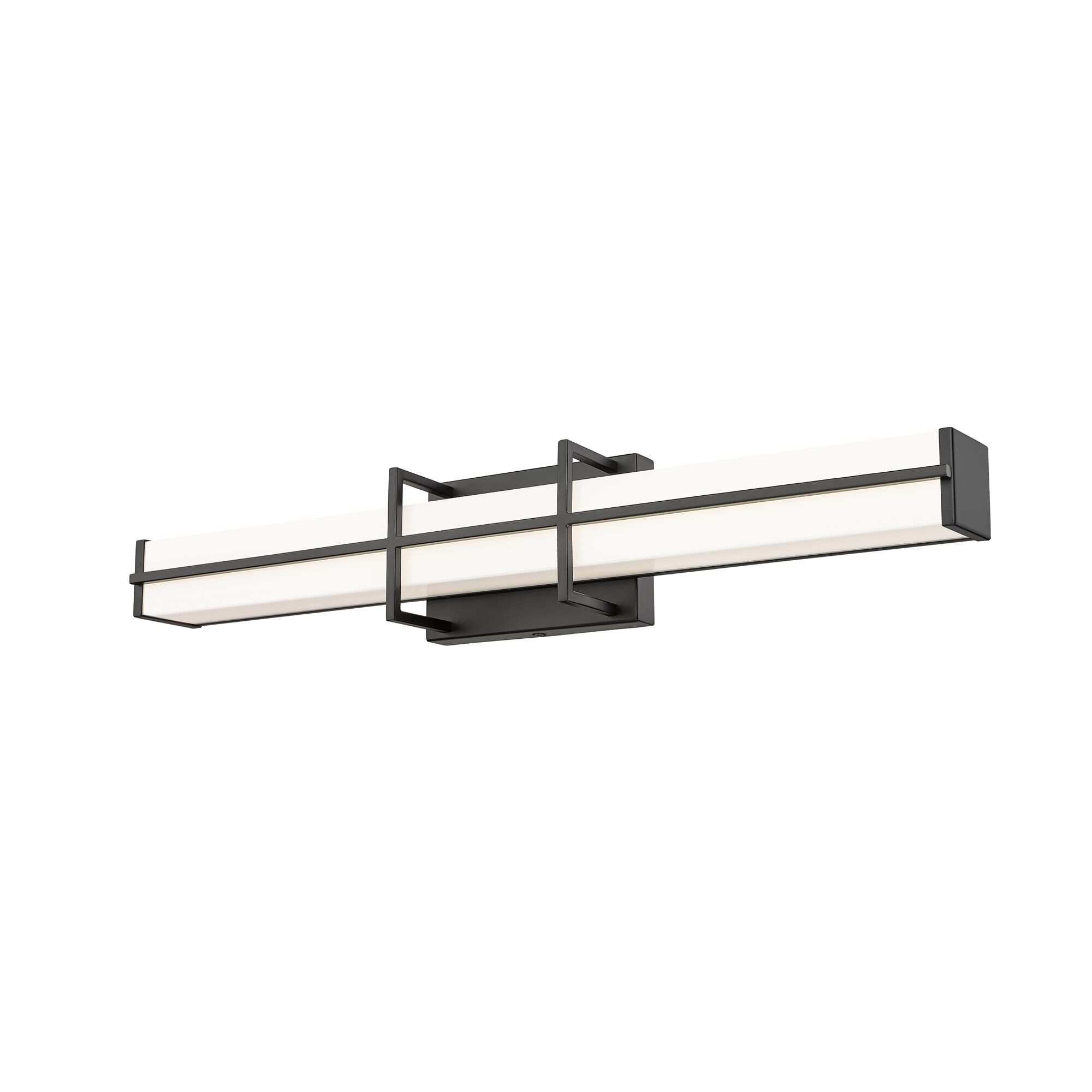 Shown in Matte Black finish and Frosted glass and Frosted shade
