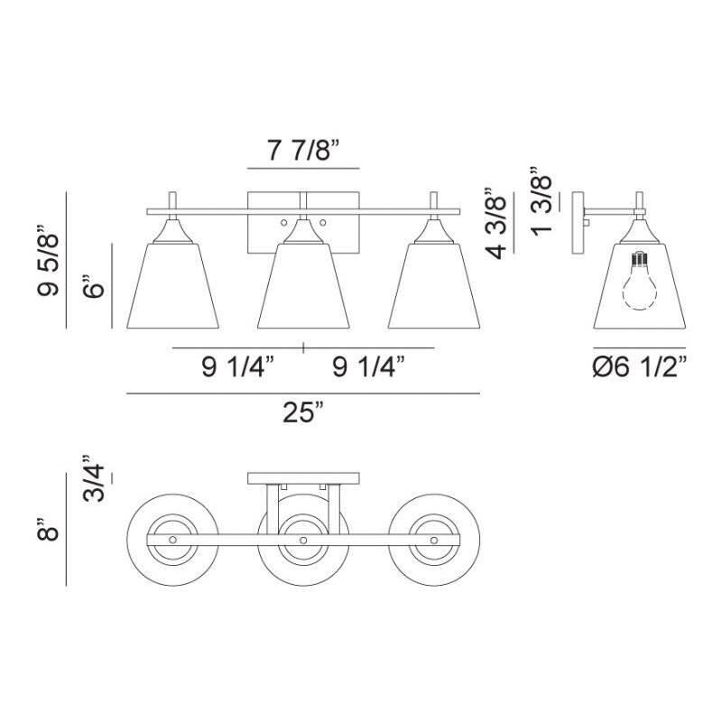 Hollis 25 Inch 3 Light Bath Vanity Light by Matteo Lighting