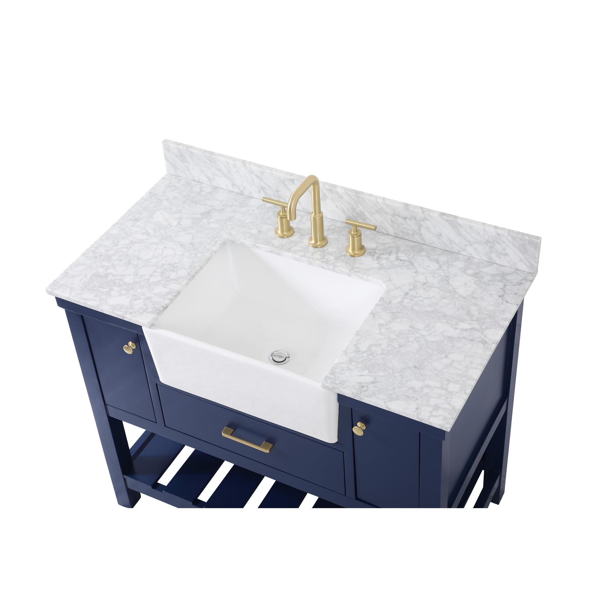 Shown in Blue finish and With Backsplash accent