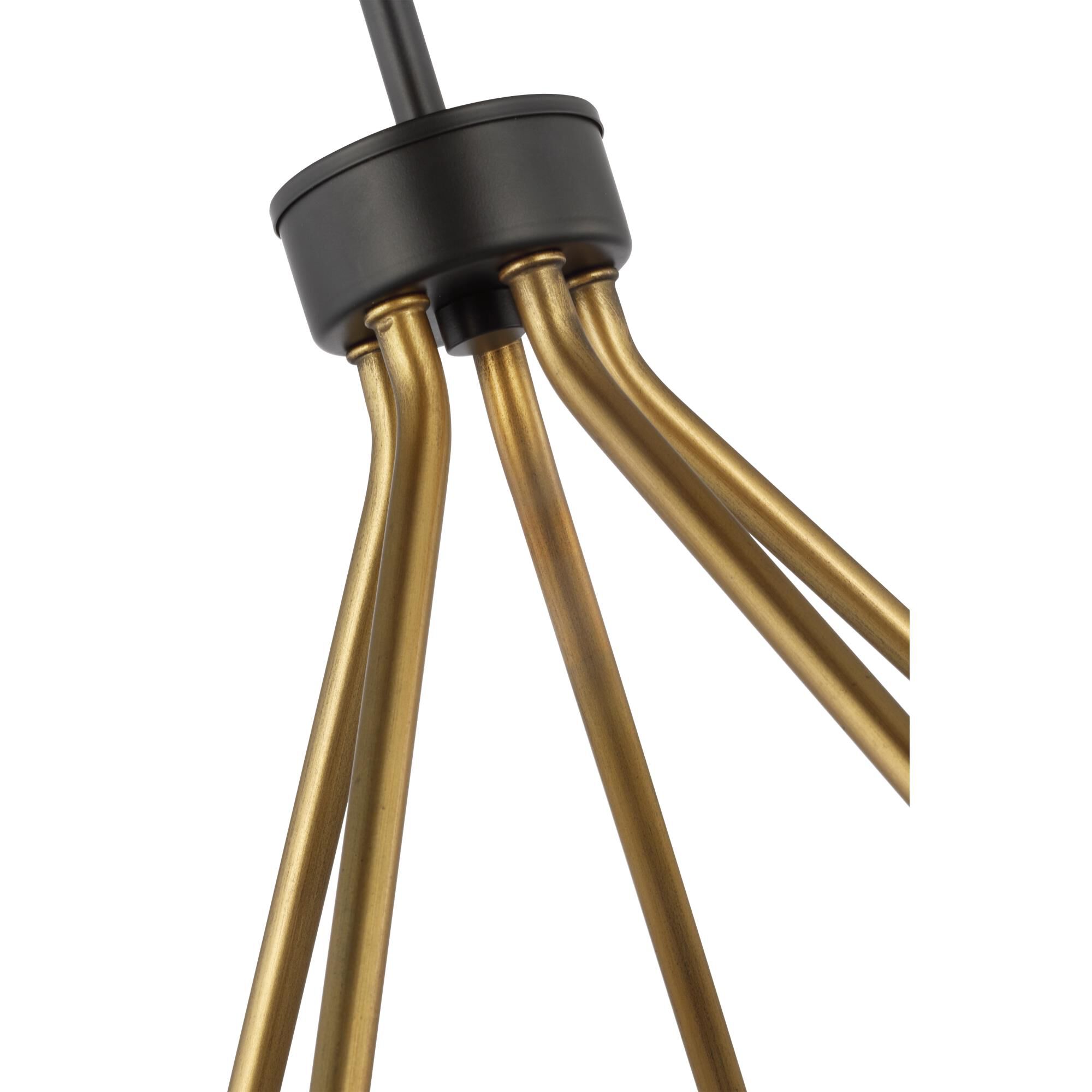 Shown in Matte Black and Natural Brass finish and Clear Seeded glass