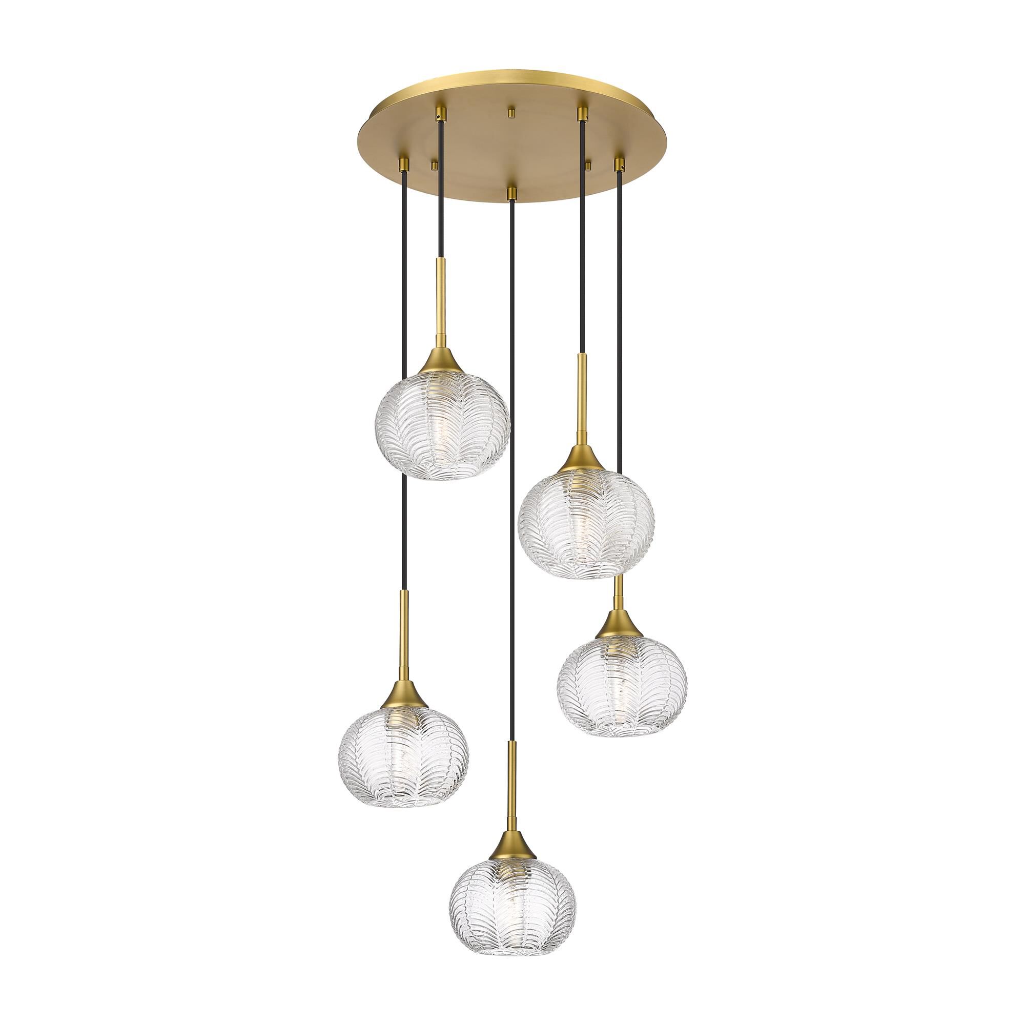 Shown in Brushed Brass finish and Clear shade