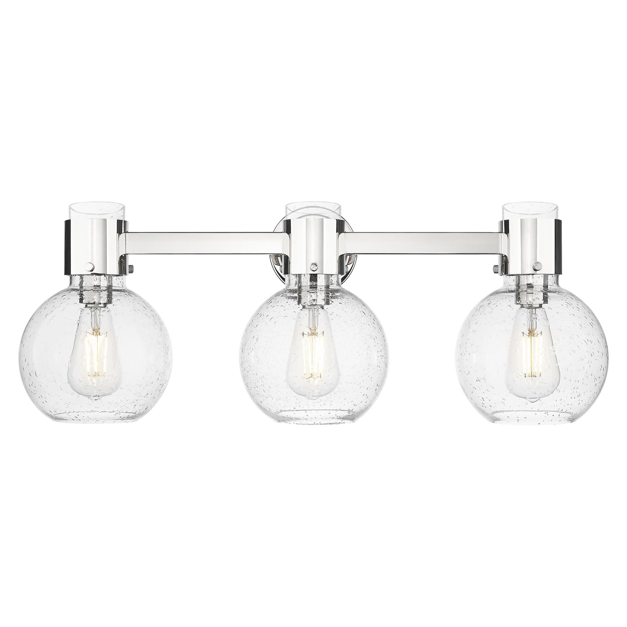 Shown in Polished Nickel finish and Seedy glass