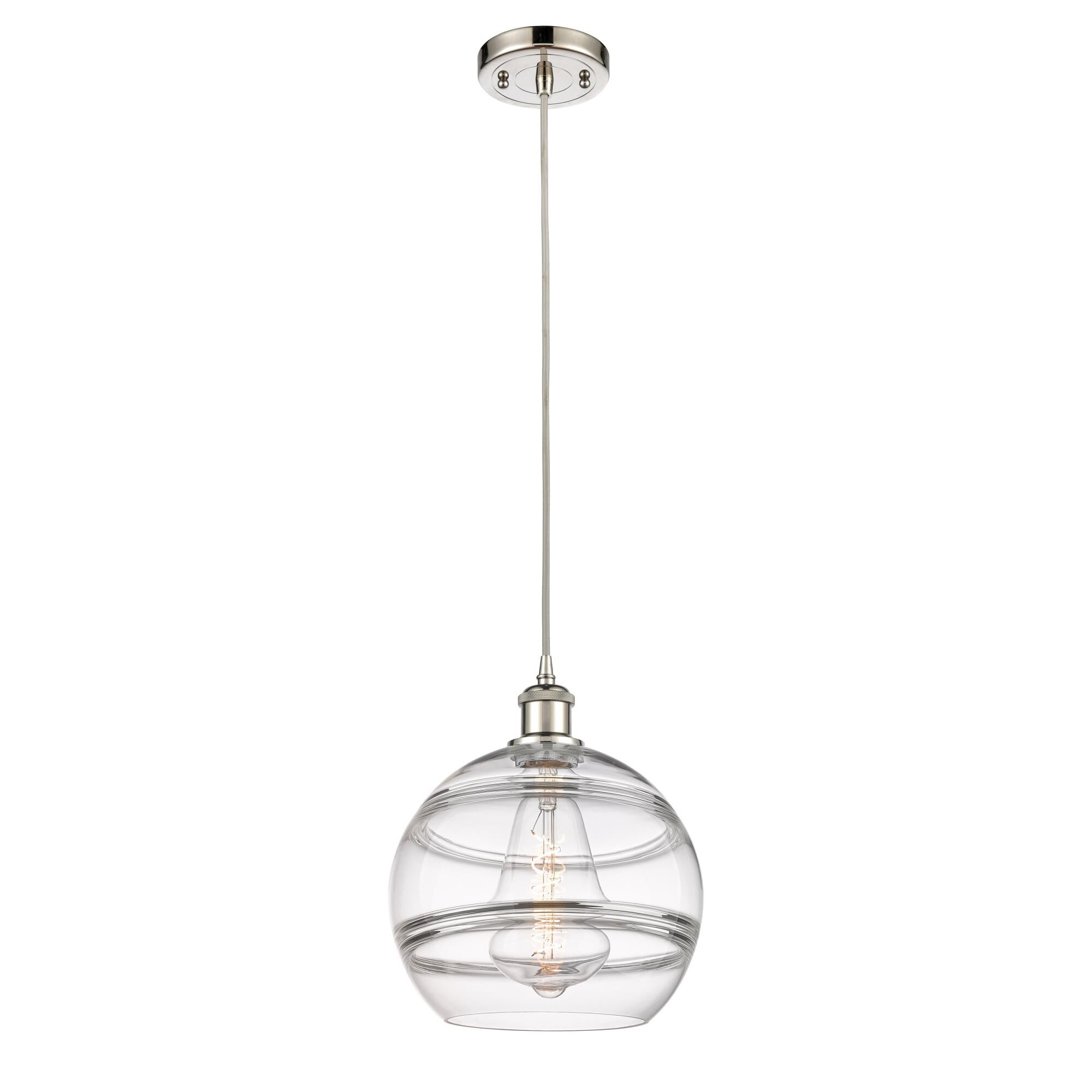 Shown in Polished Nickel finish and Clear glass