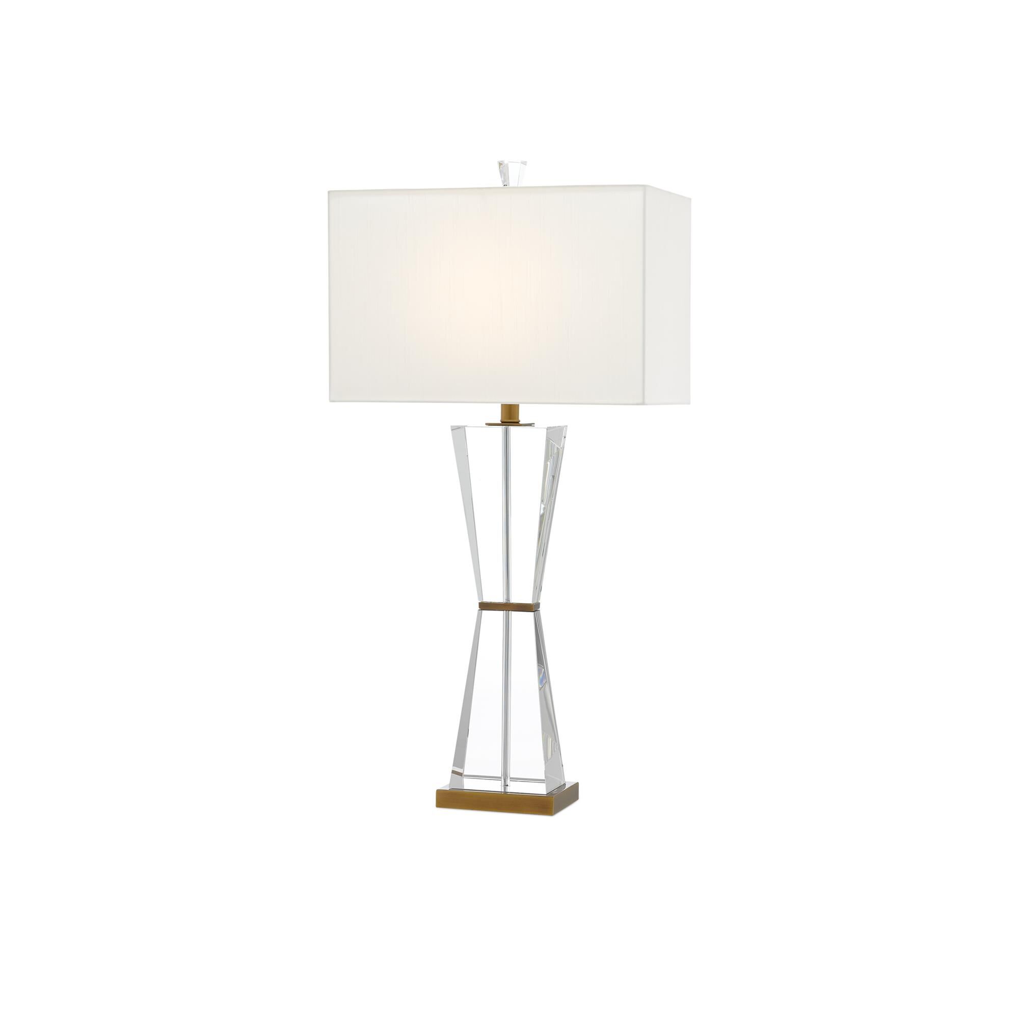 Shown in Clear/Antique Brass finish and Included shade