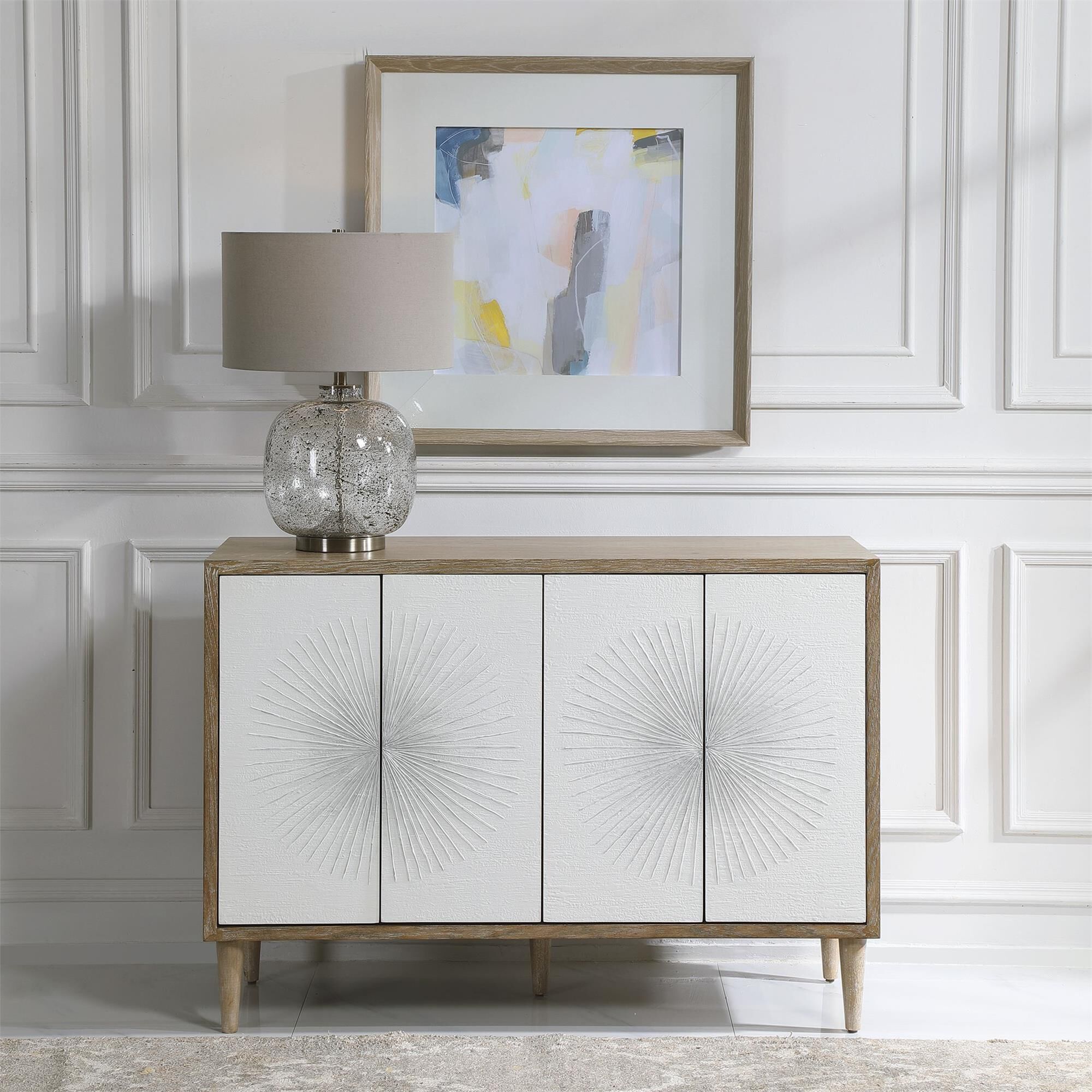 Shown in Showcasing Hints Of Scandinavian Design, This Four Door Accent Cabinet Provides A Functional Storage finish