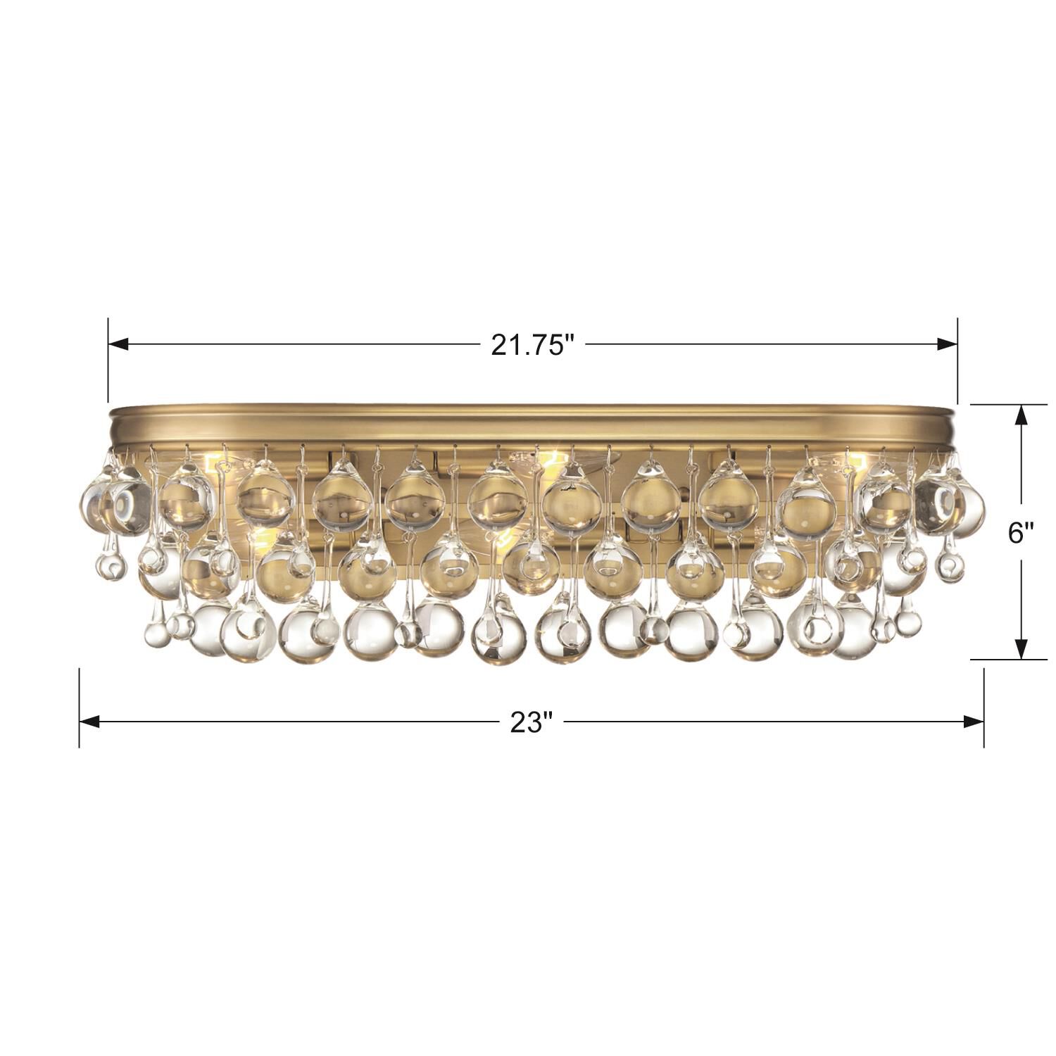 Shown in Vibrant Gold finish and Clear Glass Drops crystal