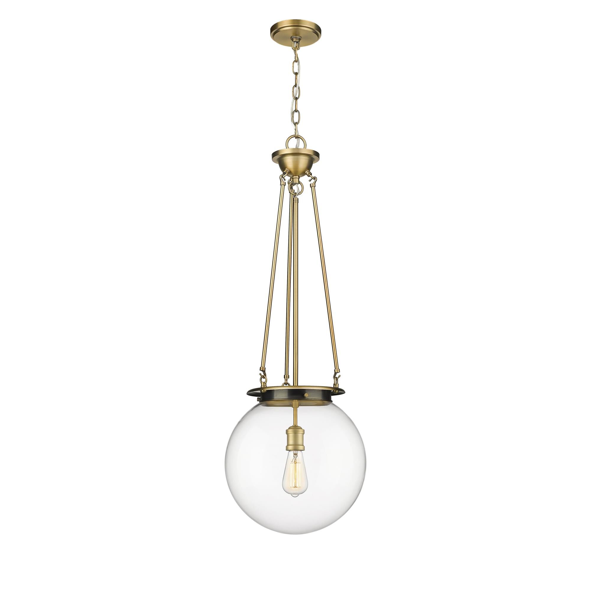 Shown in Brushed Brass finish and Clear glass