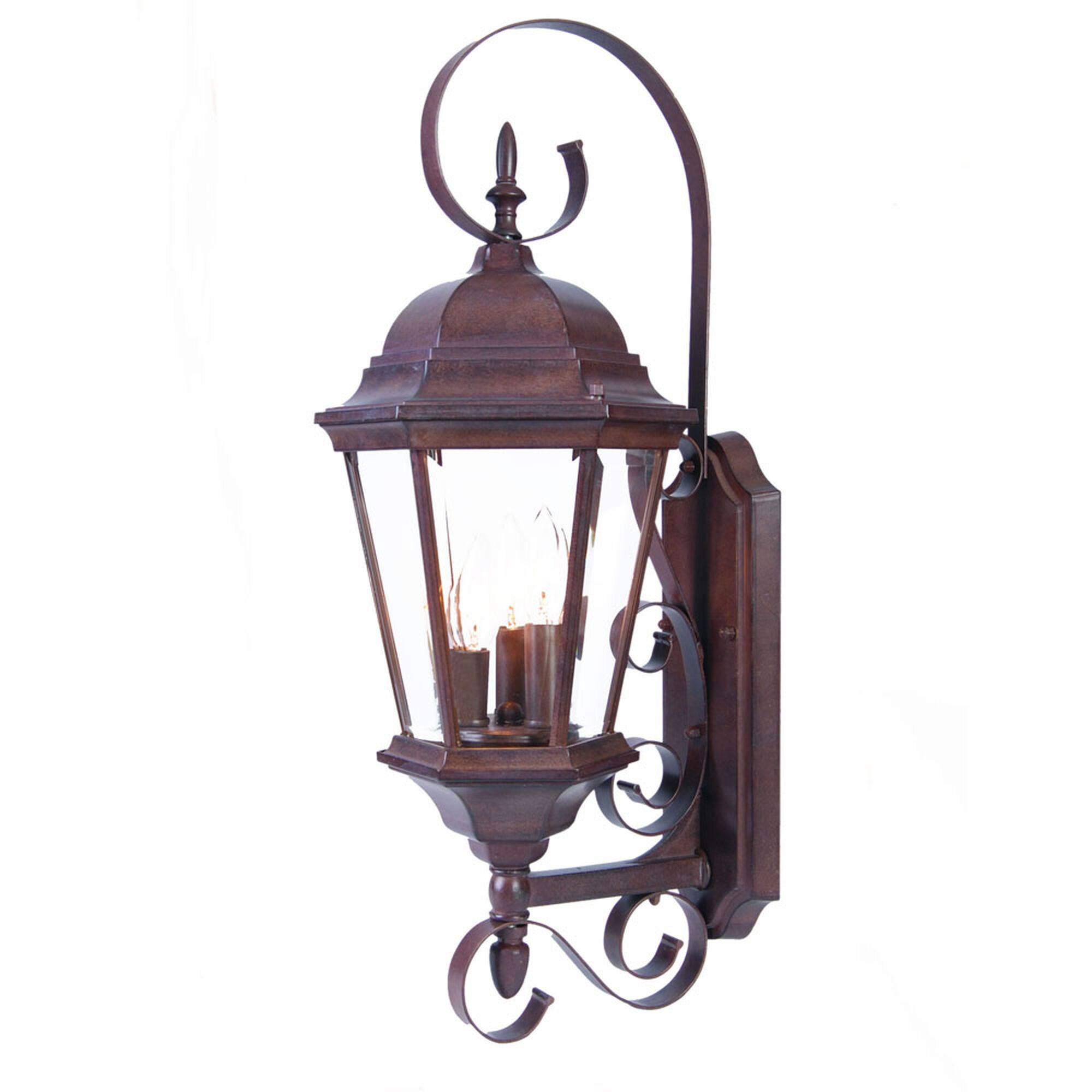 Shown in Burled Walnut finish and Clear glass and Clear Beveled Glass Panes shade