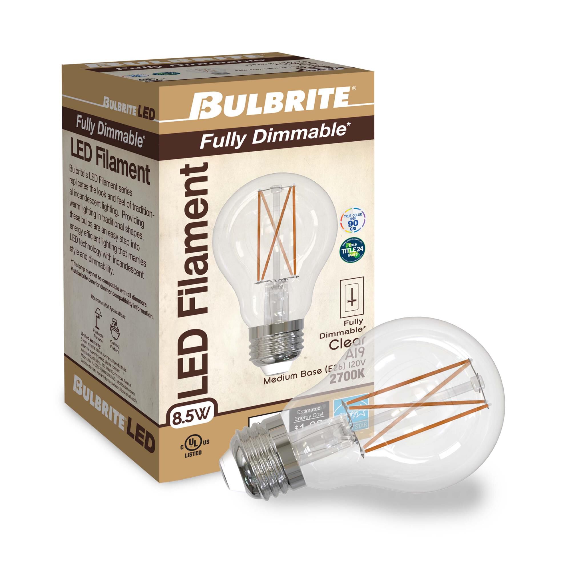 8.5 Watt A19 2700K LED Light Bulb 2 Pack by Bulbrite