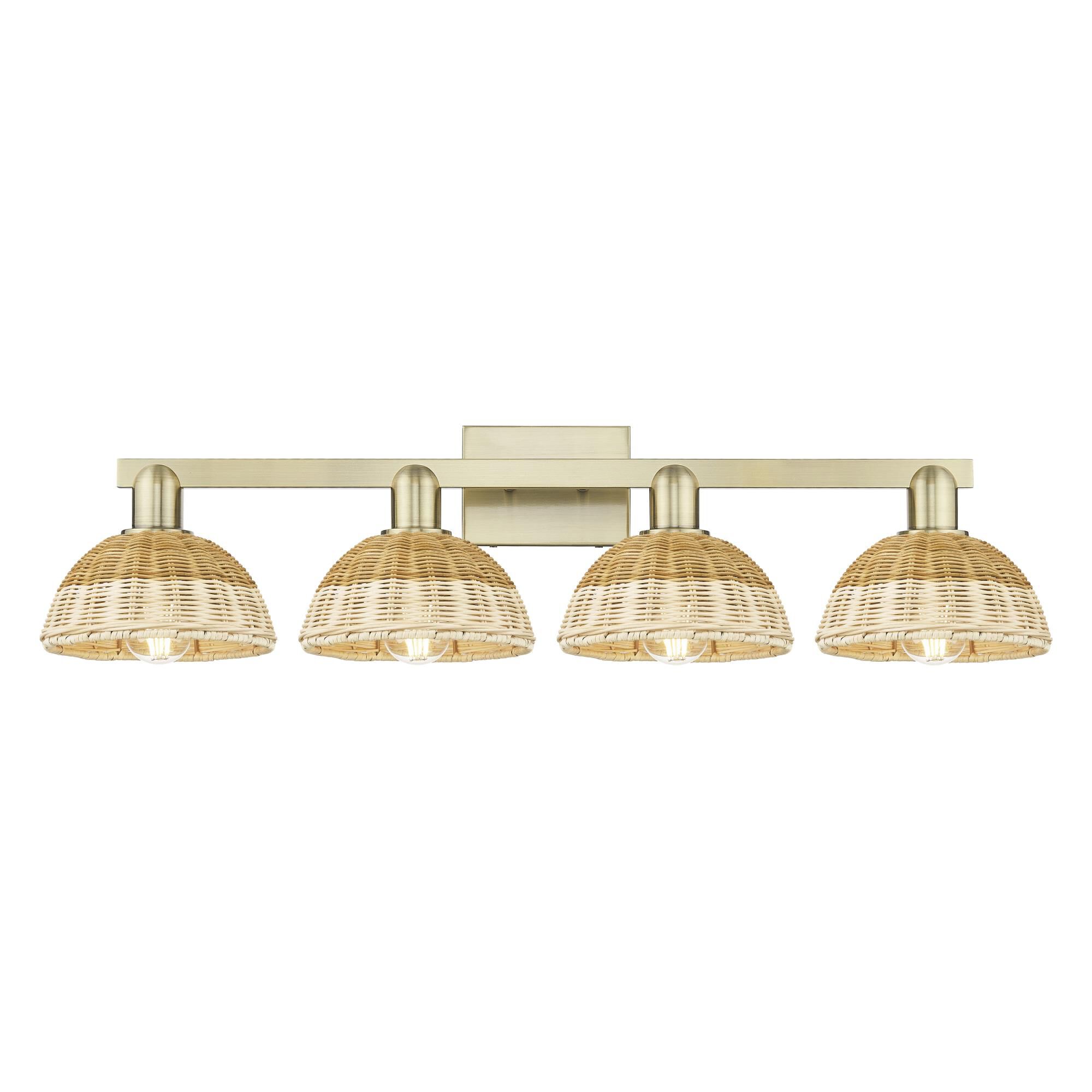 Shown in Antique Brass finish and Natural shade