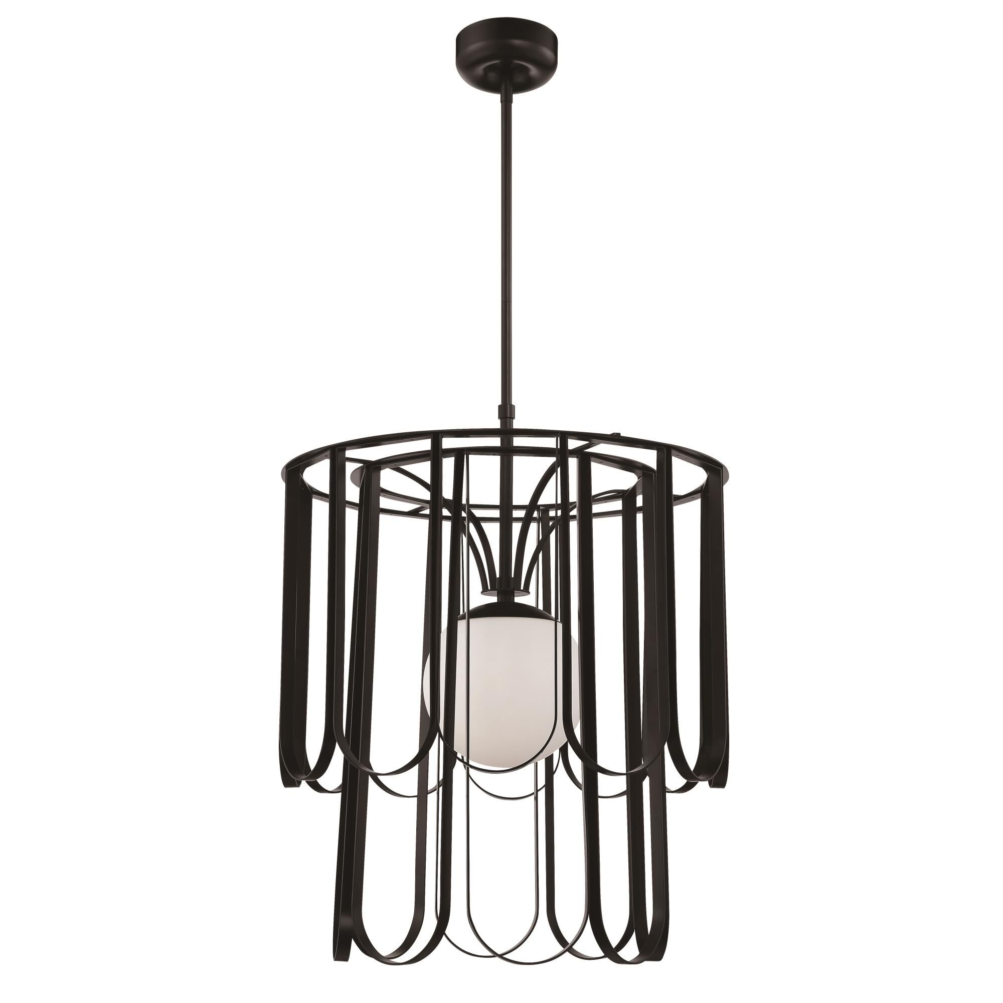 Shown in Flat Black finish and White Frosted glass and Glass shade