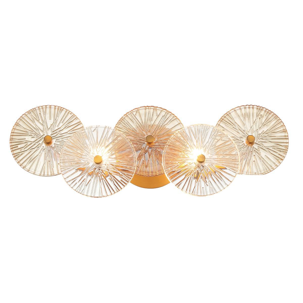 Shown in Brass finish and Clear and Amber glass